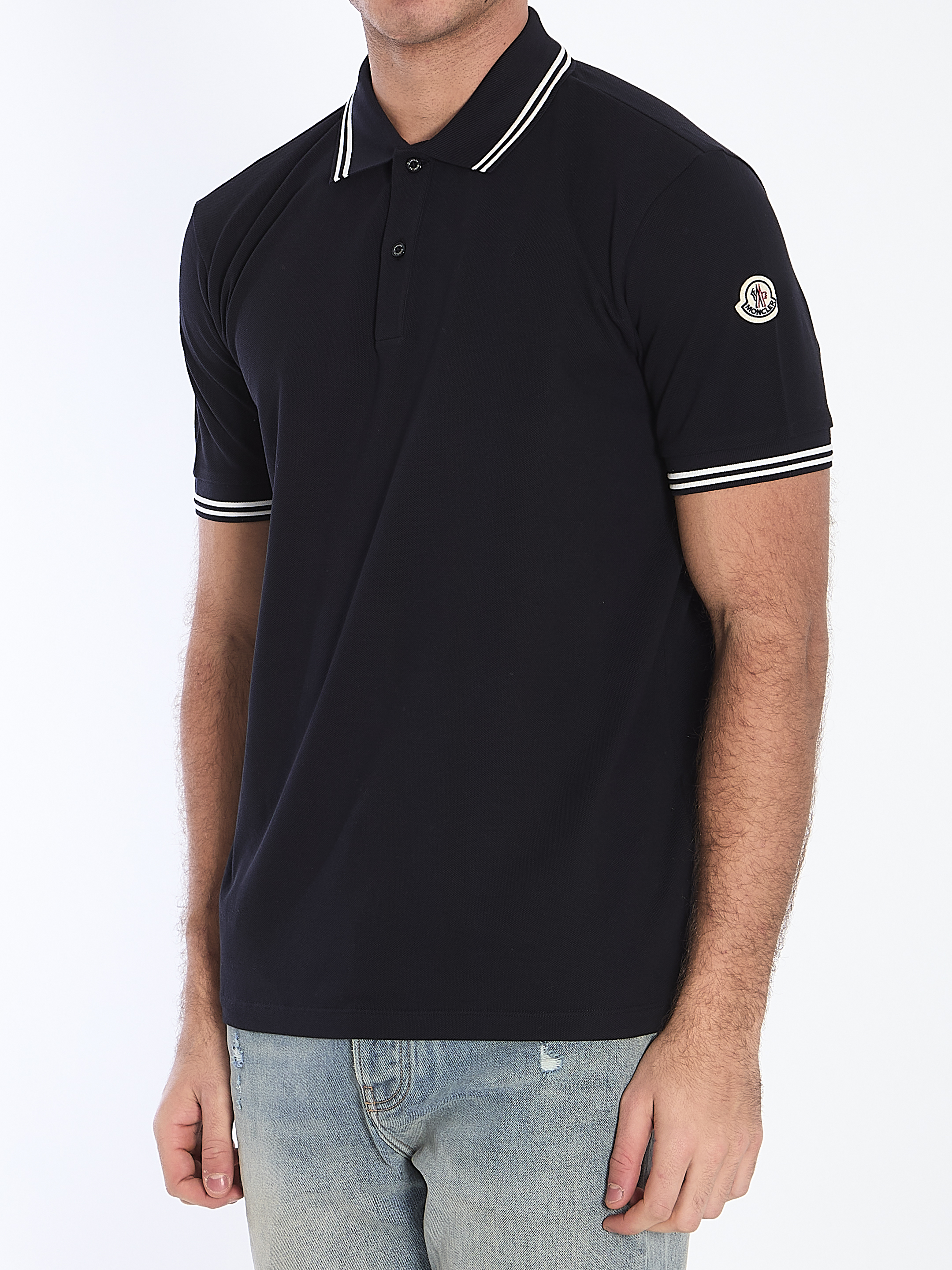Striped trim polo shirt hover