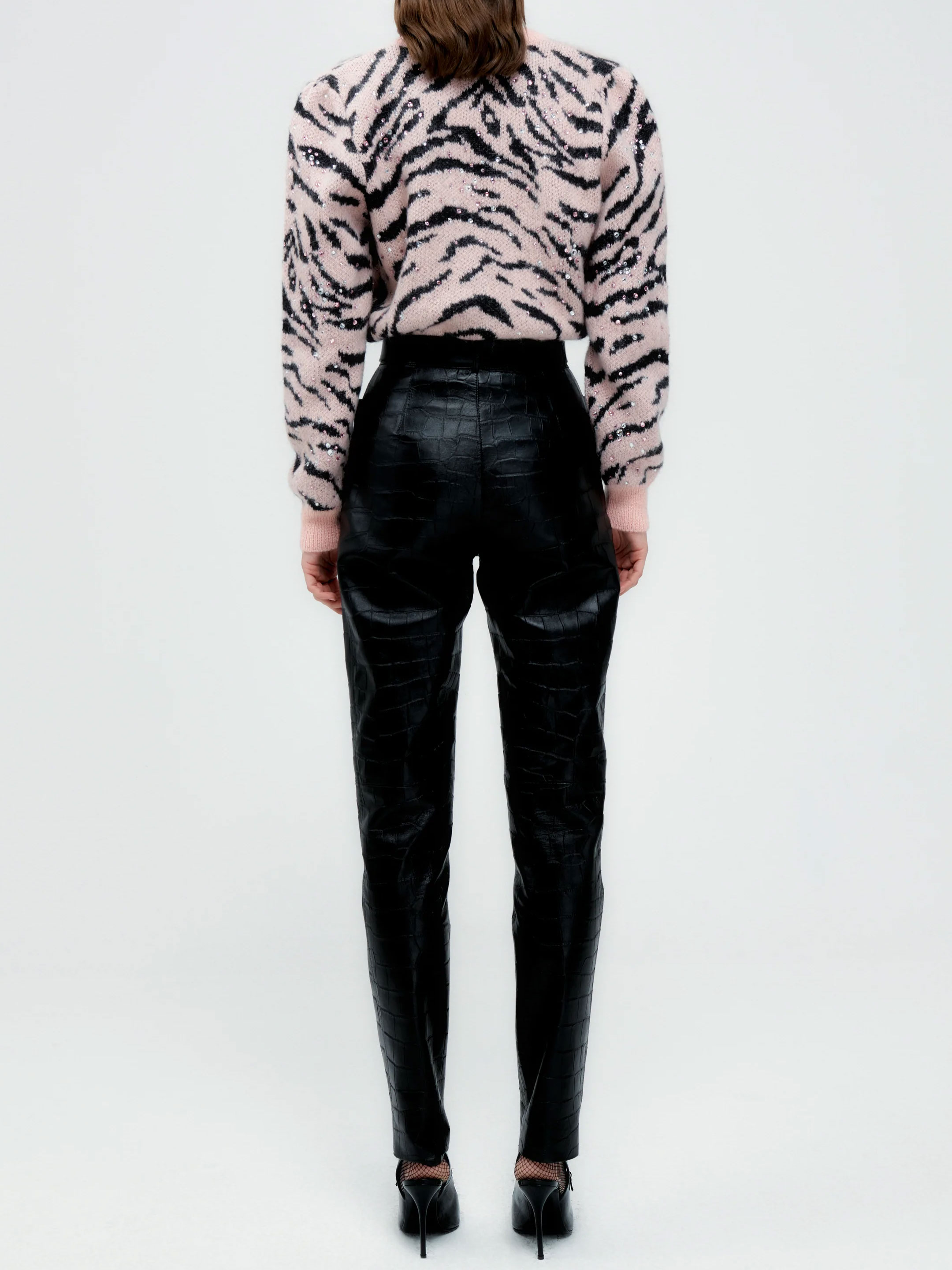 Zebra pattern knitted cardigan hover