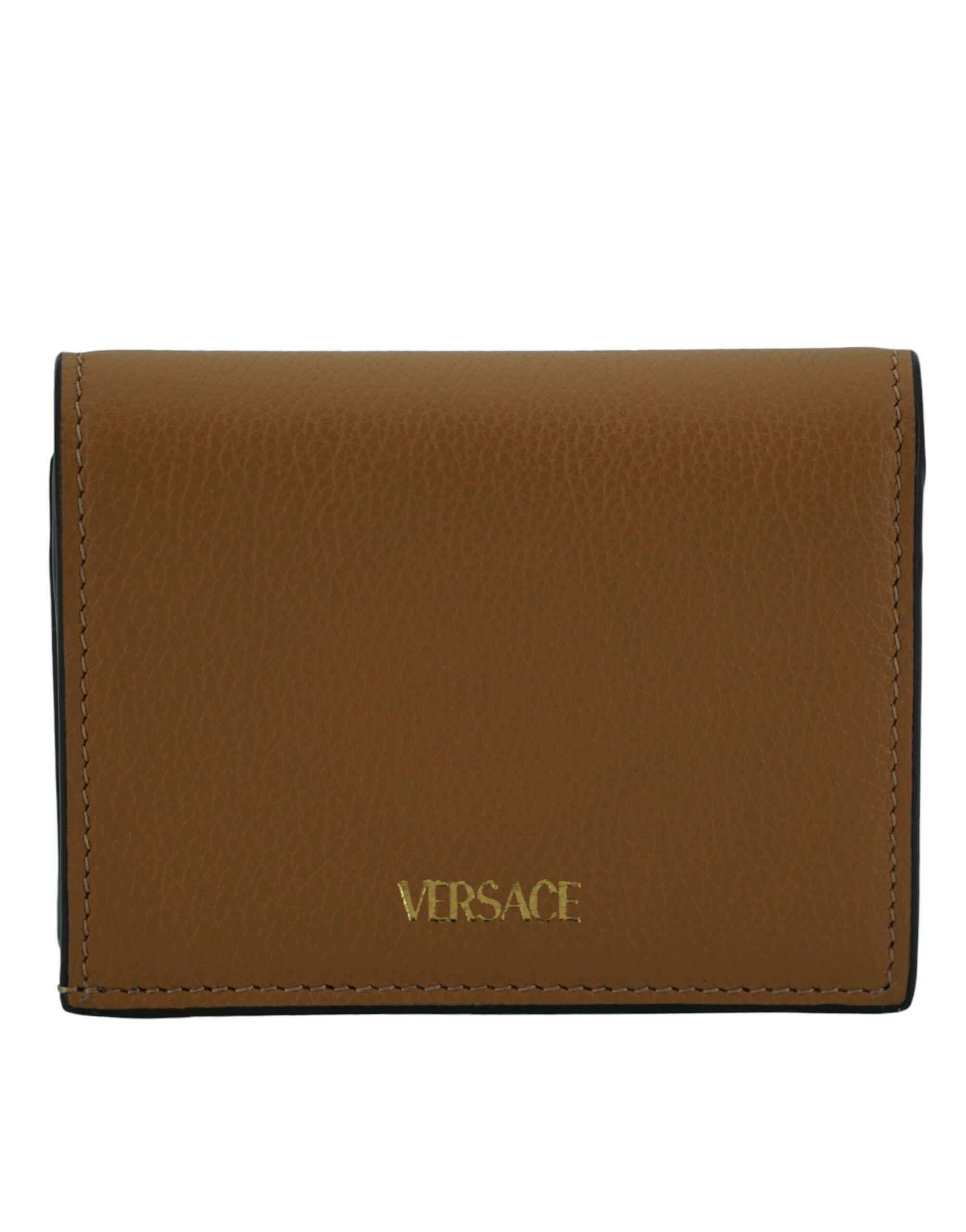 Elegant Compact Leather Wallet in Brown hover