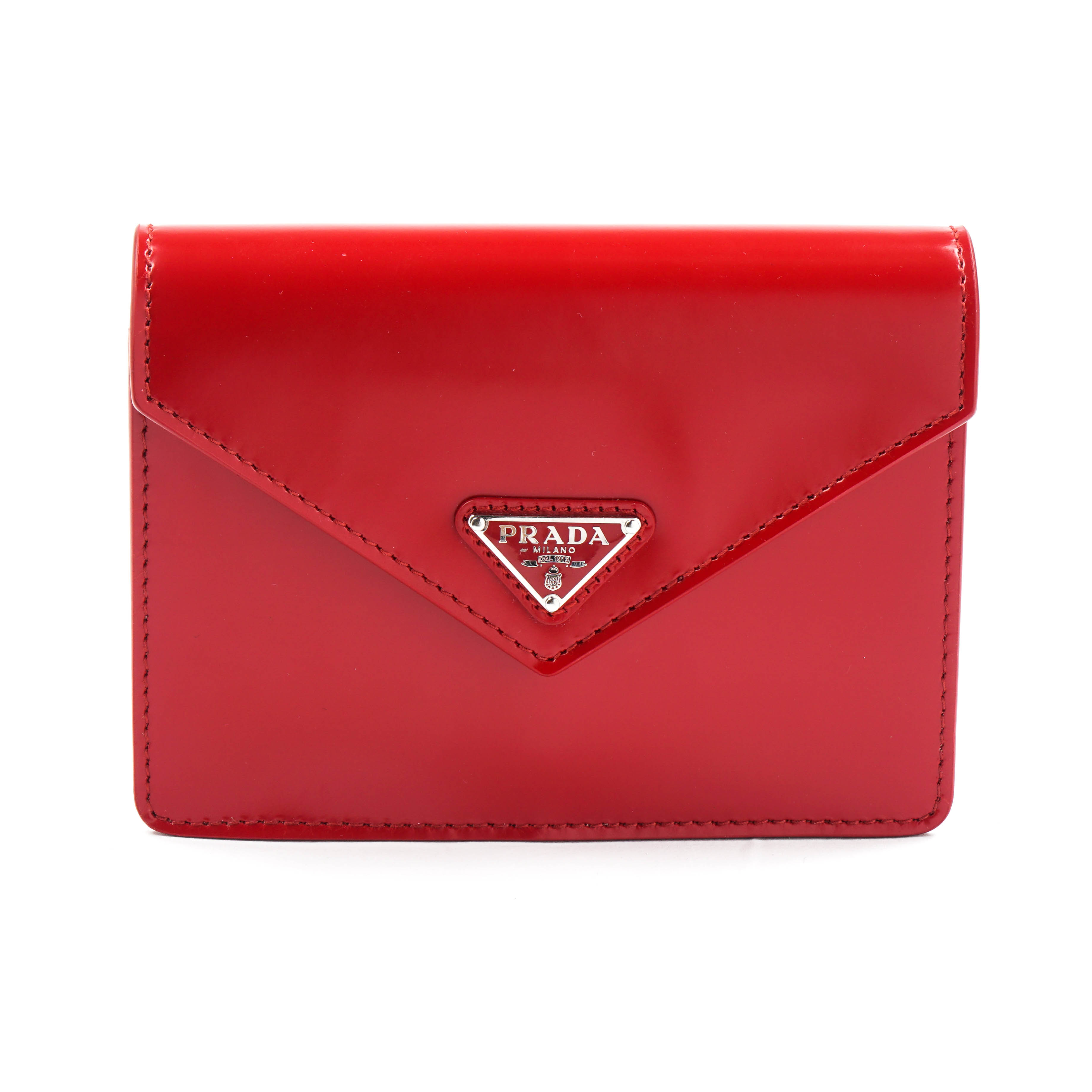 Triangle-Logo Patent Leather Clutch Bag hover