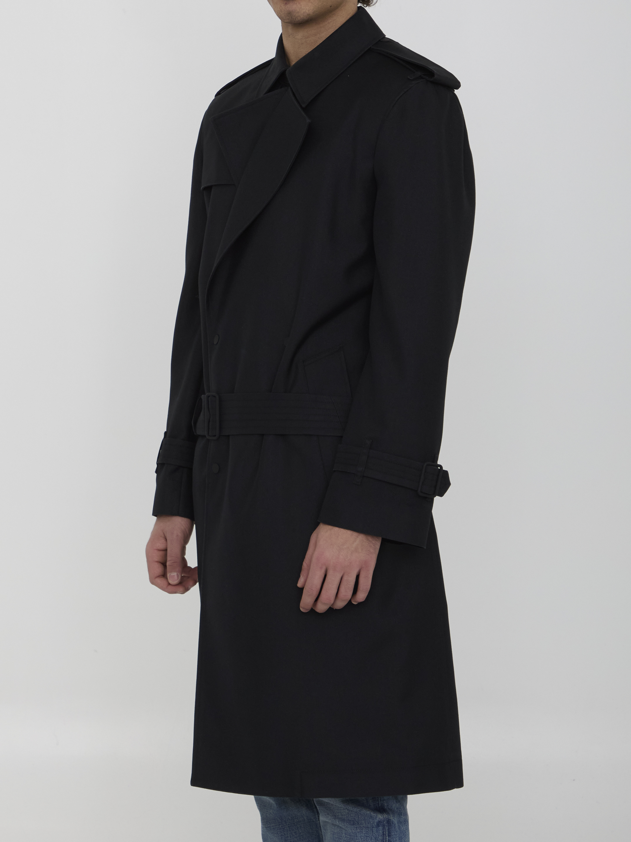 Long trench coat in silk blend hover