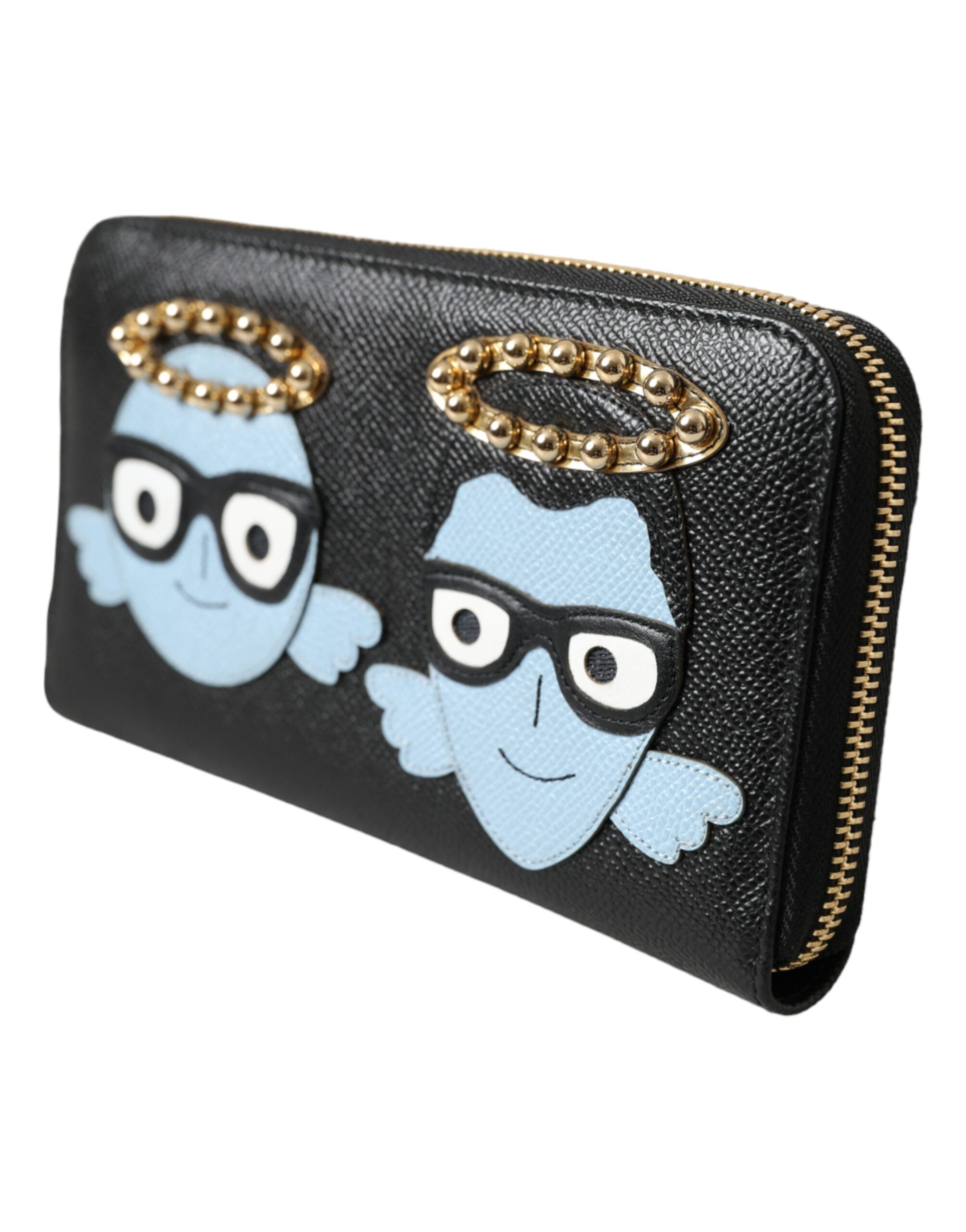 Black Blue Leather #DGFAMILY Zipper Continental Men Wallet hover