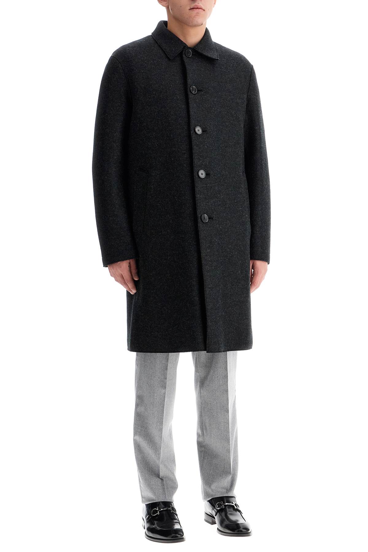 single-breasted pressed wool coat hover
