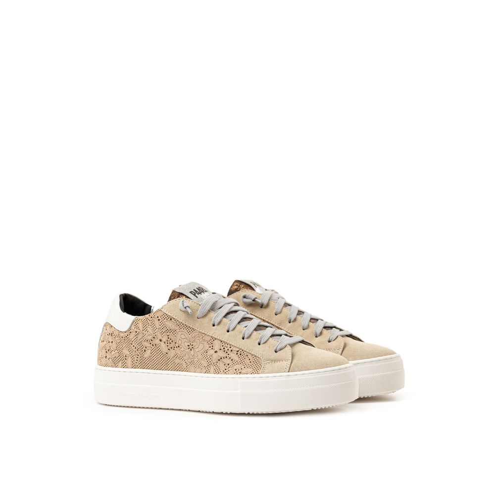 Beige Leather Athletic Sneakers hover