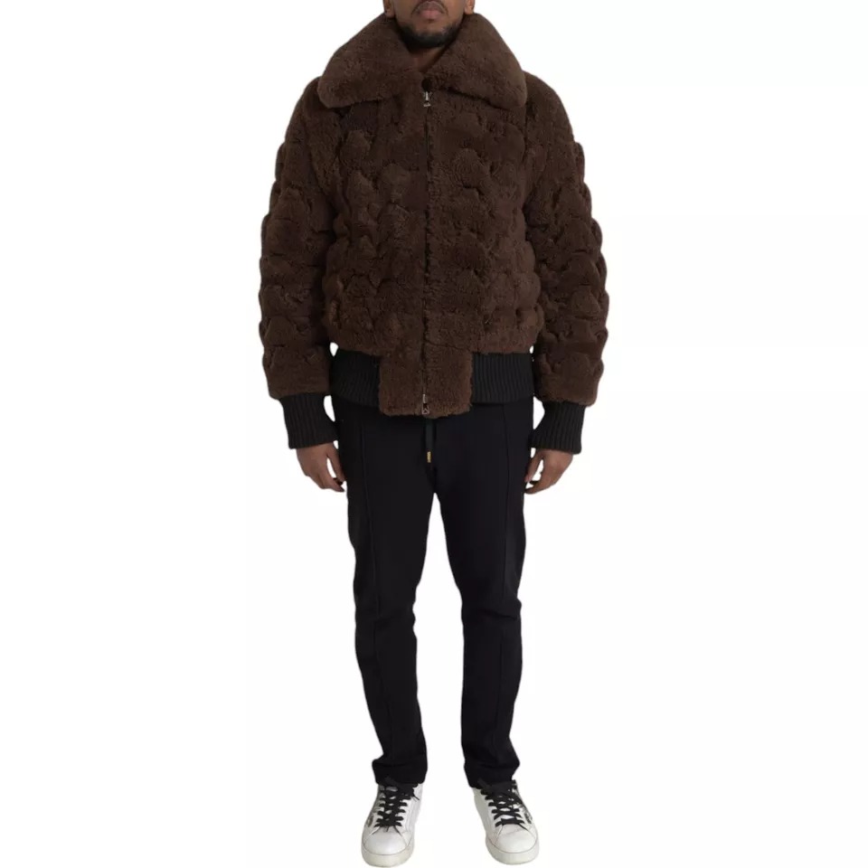 Brown Fur Lamb Shearling Coat Jacket hover