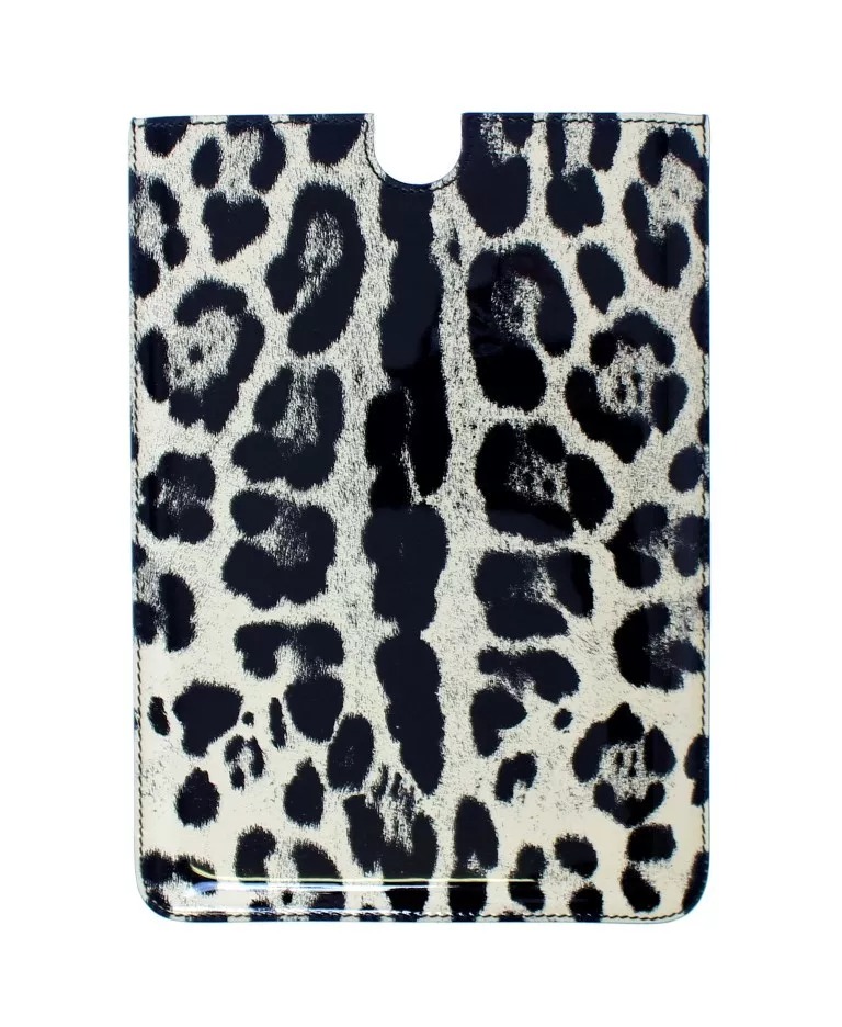 White Leopard Pattern Leather eBook Cover Tablet Case hover