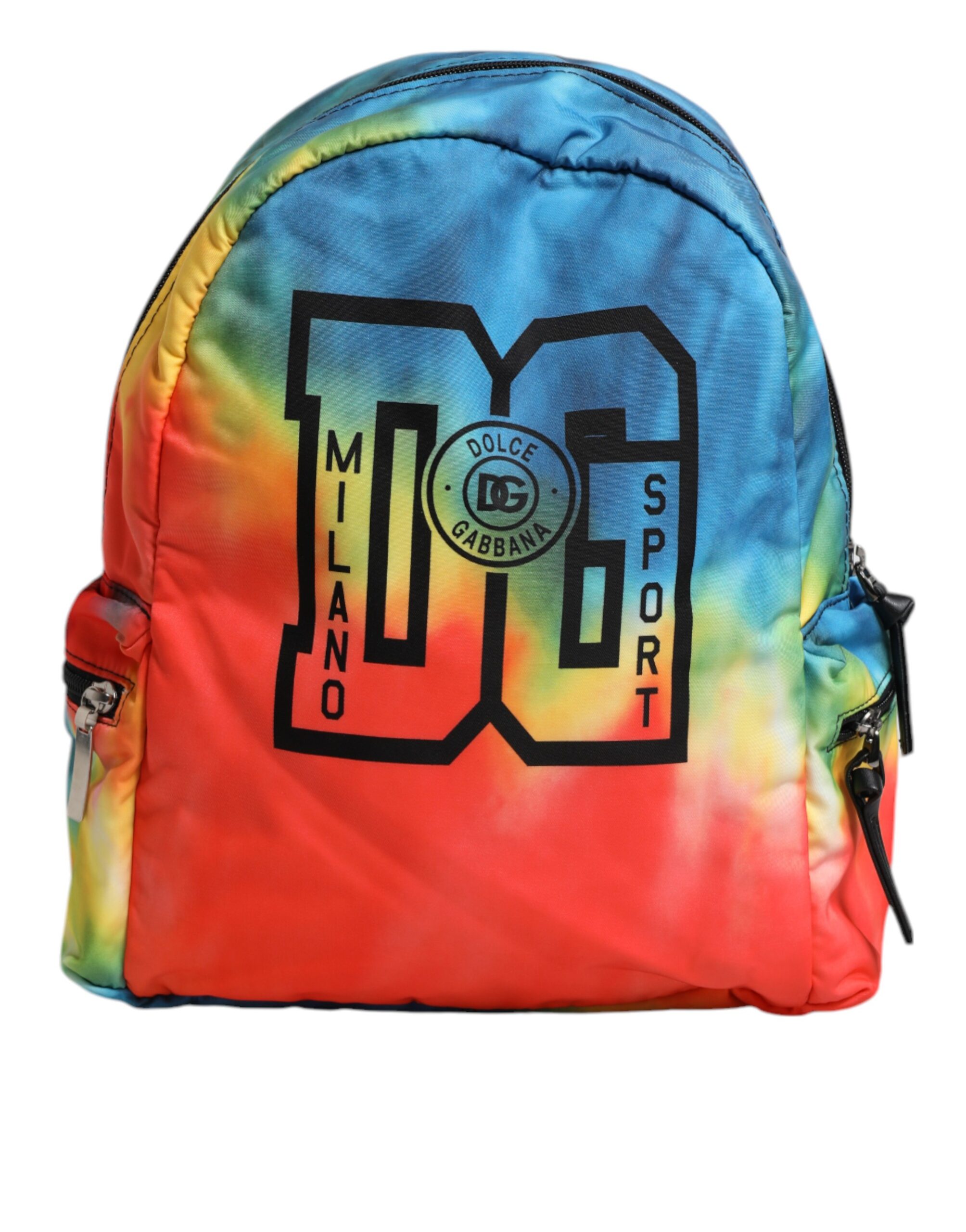 Multicolor Tie Dye Nylon Logo Print Kids Backpack Bag hover