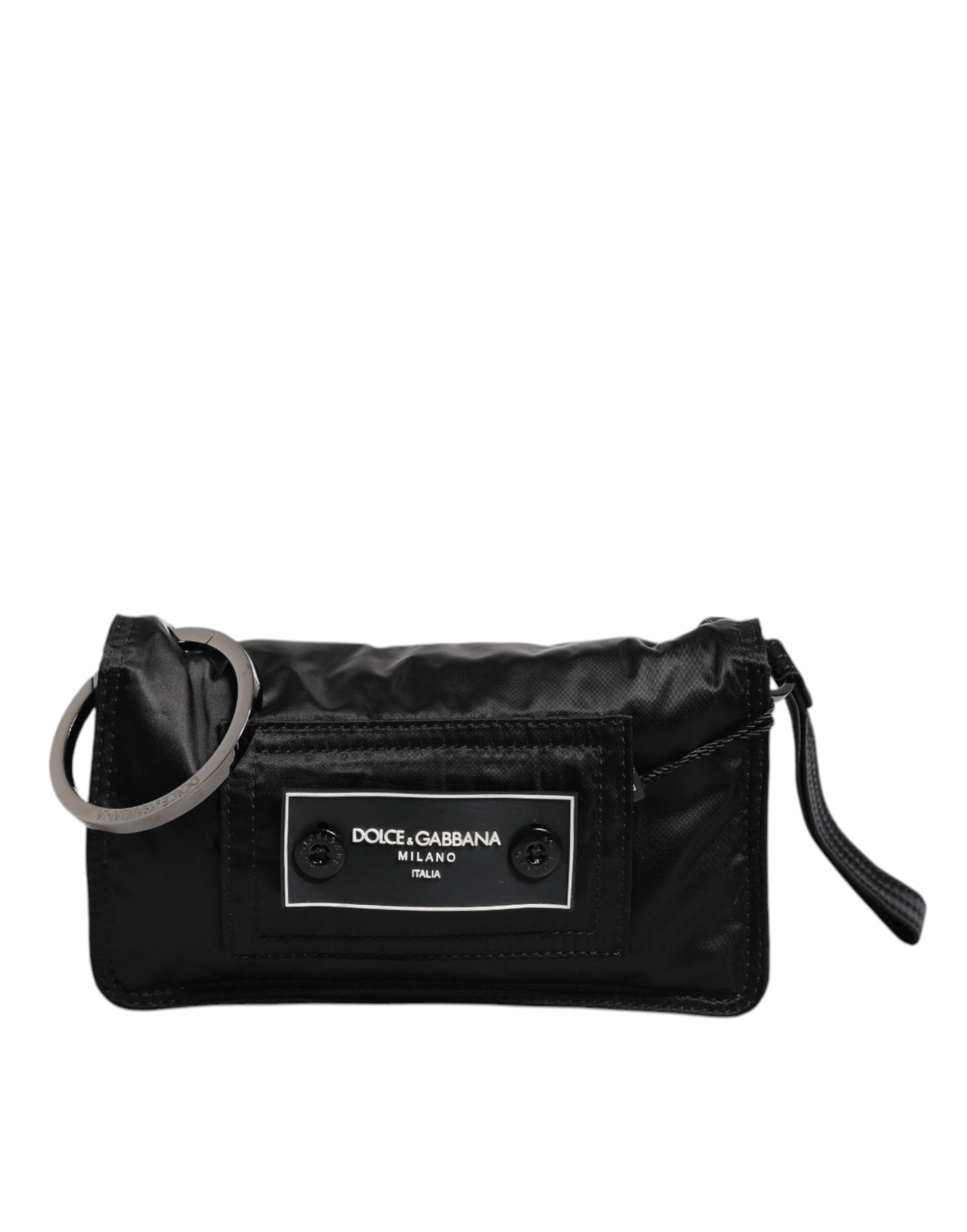 Black Fabric Logo Two Way Clutch Crossbody Bag hover