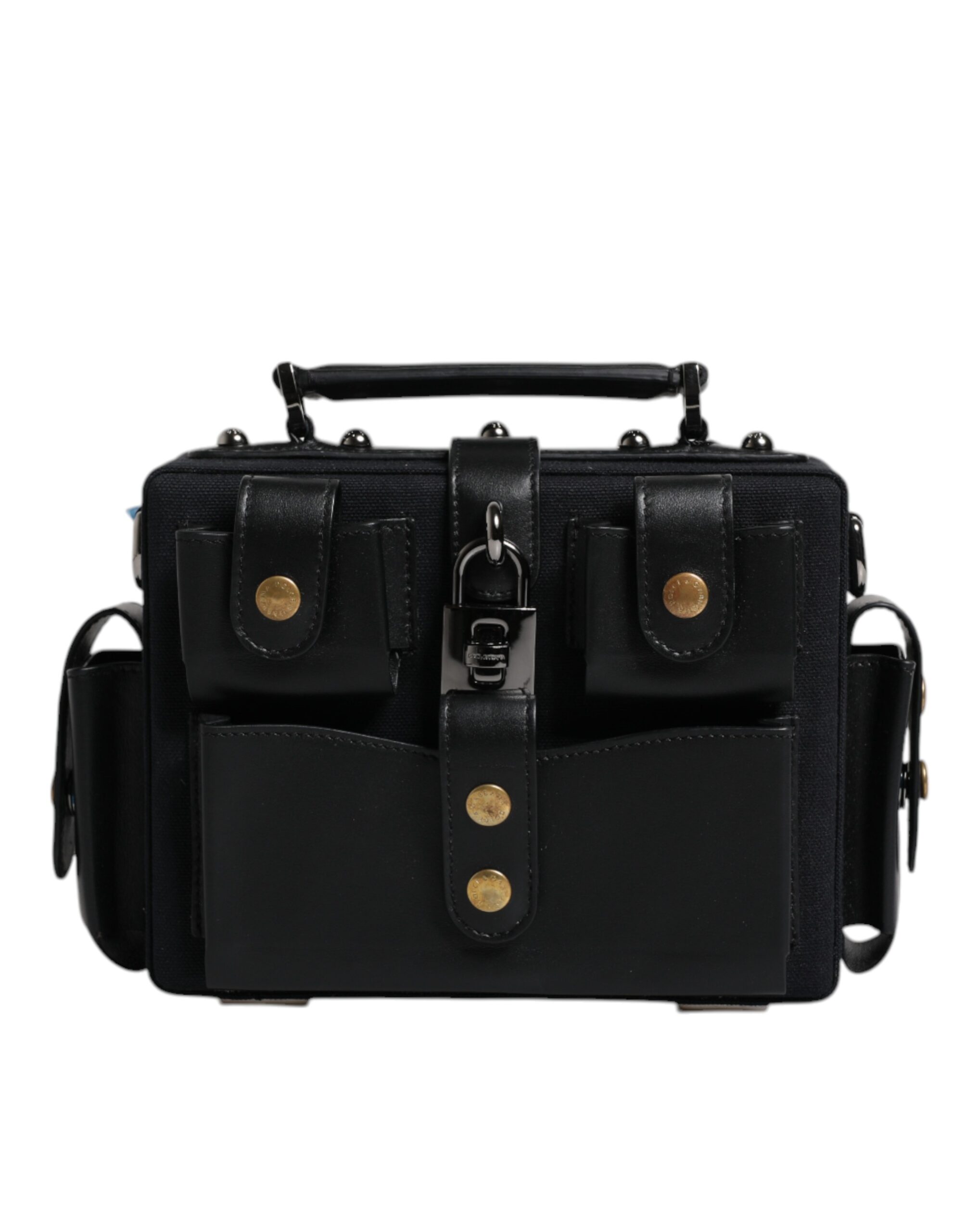 Black Leather Crossbody Top Handle Bag hover