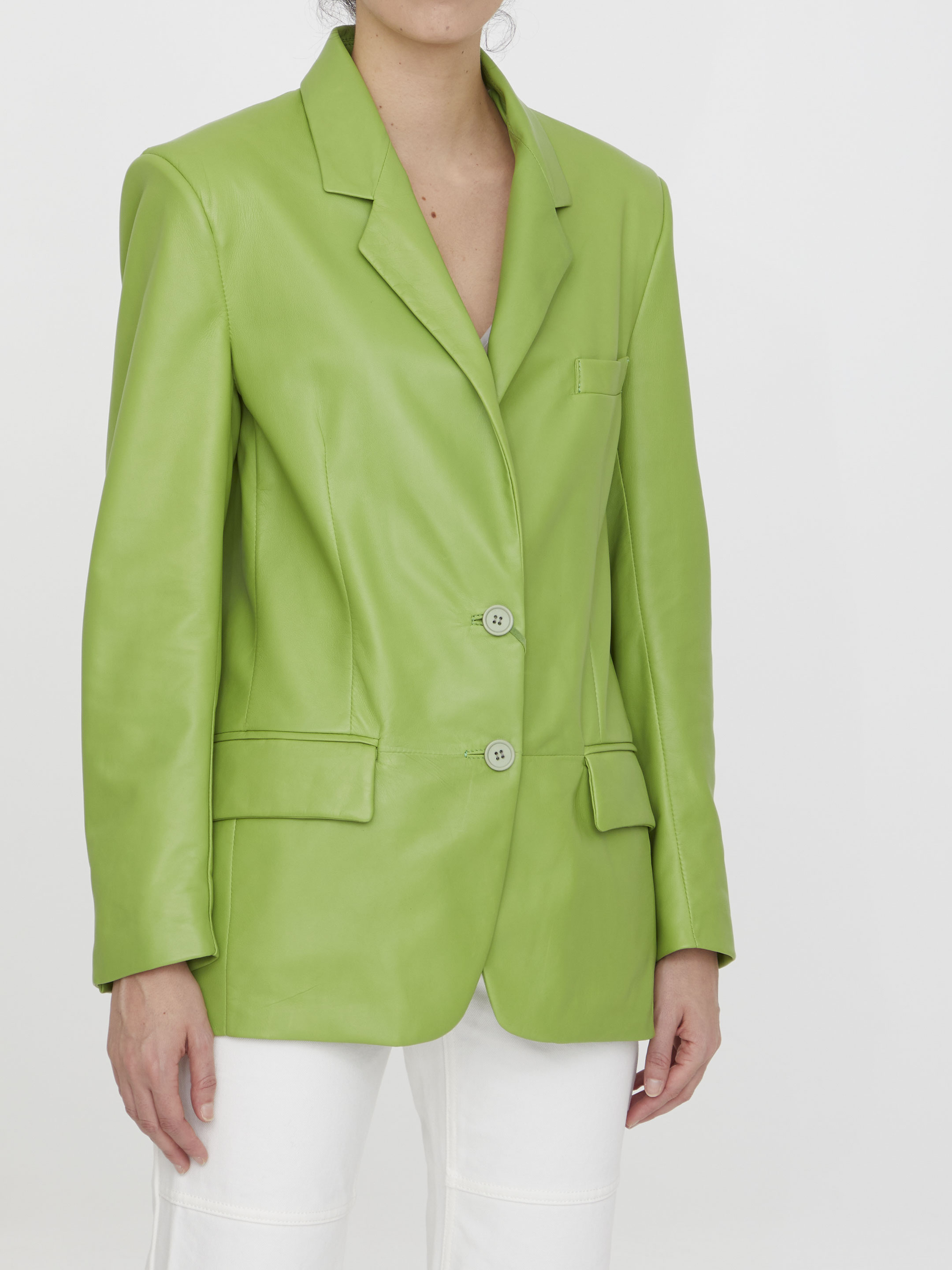Lime leather jacket hover