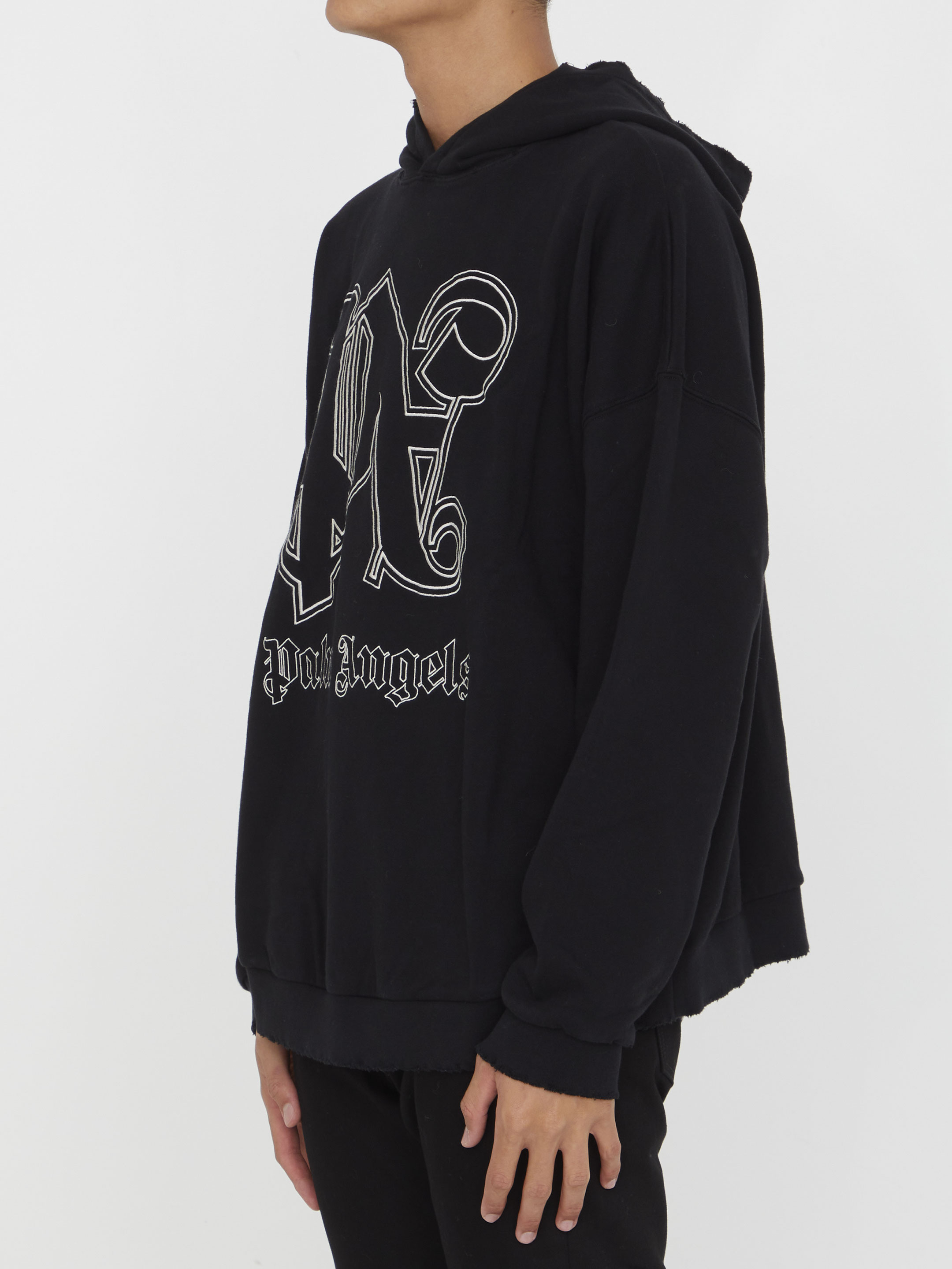 Organic Cotton Hoodie With Embroidered Logo In Black hover