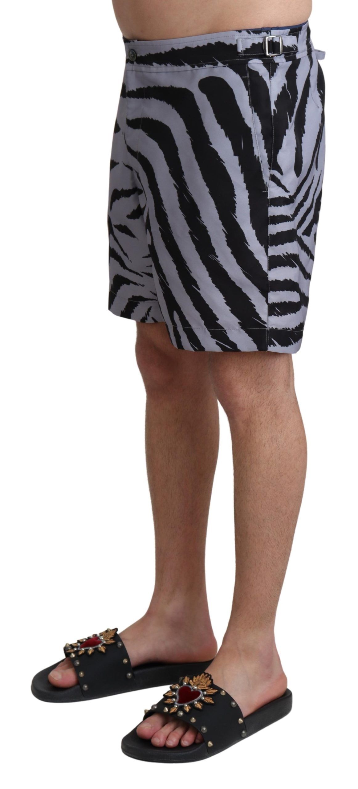 Gray Zebra Print Beachwear Shorts hover