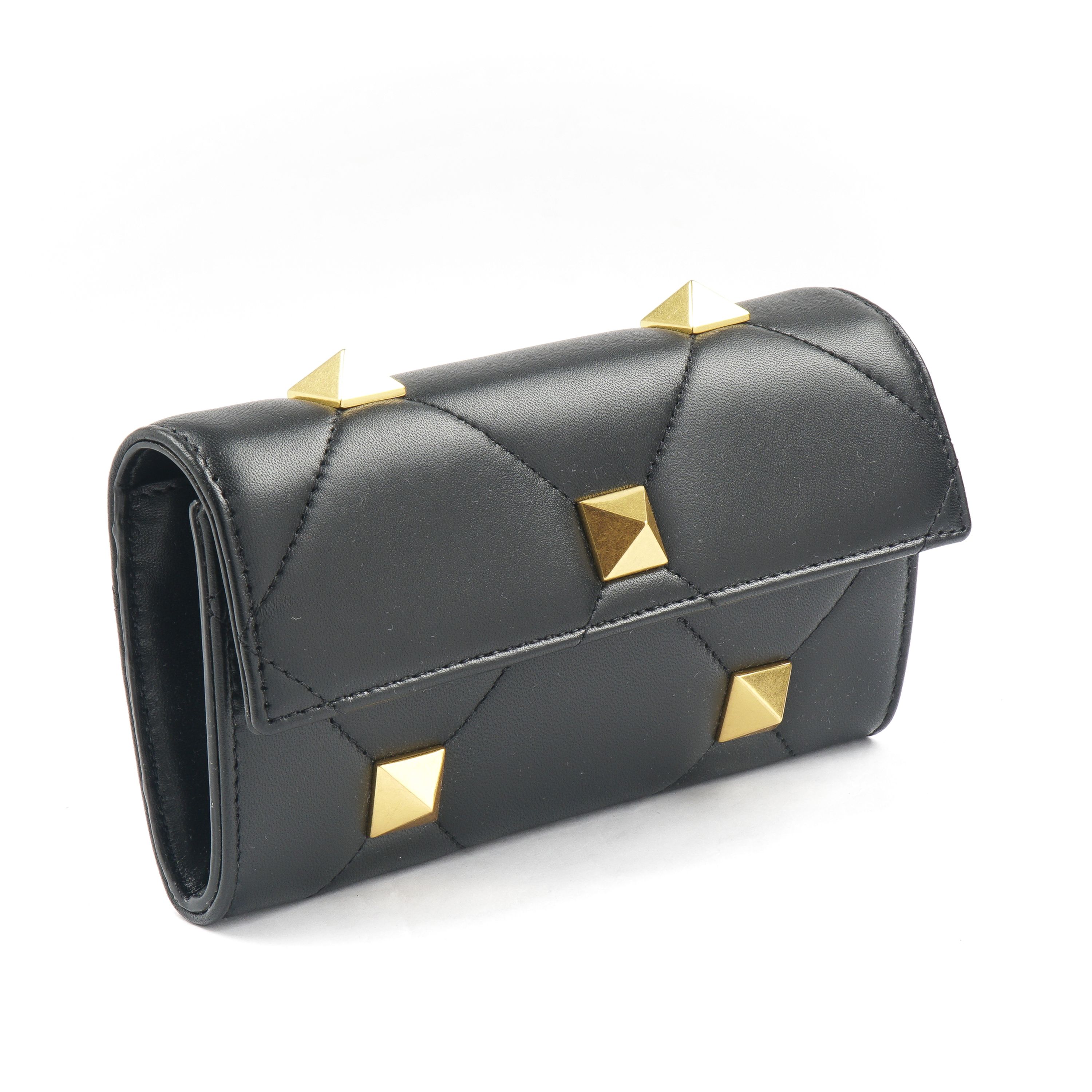 Roman Stud Leather Wallet Clutch in Black hover