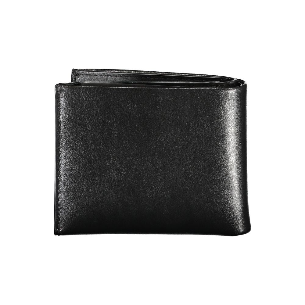 Elegant Black Leather Dual-Compartment Wallet hover