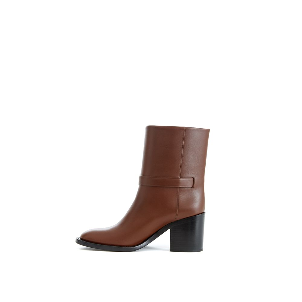 Woman Leather Ankle Boots In Brown hover