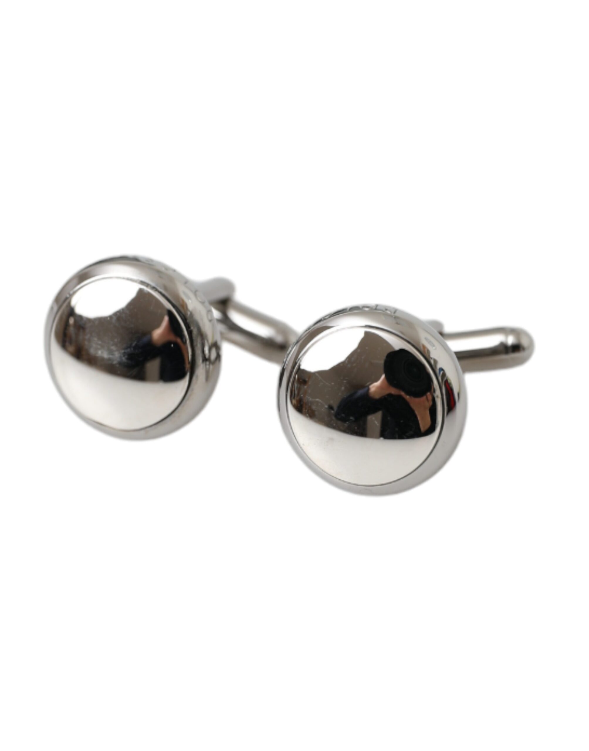 Silver Plated Brass Round Pin Men Cufflinks hover