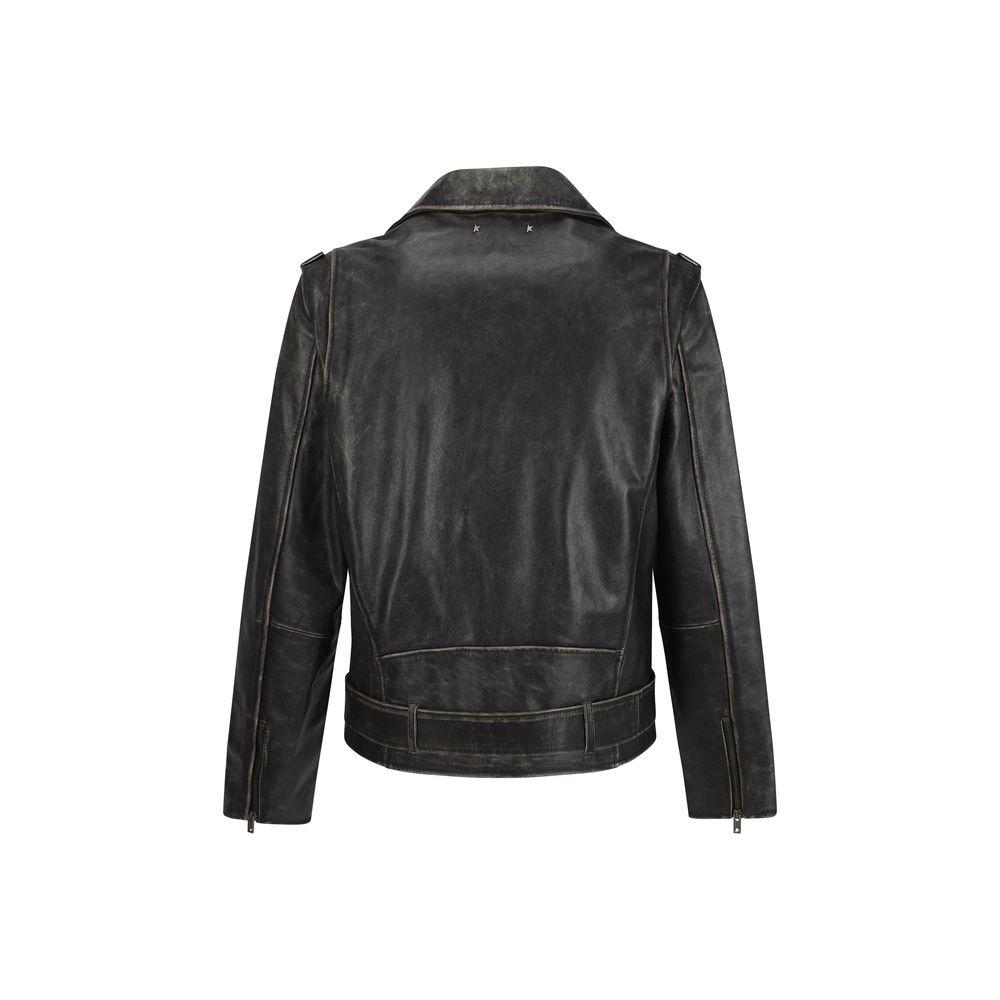 Brown Calf Leather Bos Taurus Biker Jacket hover