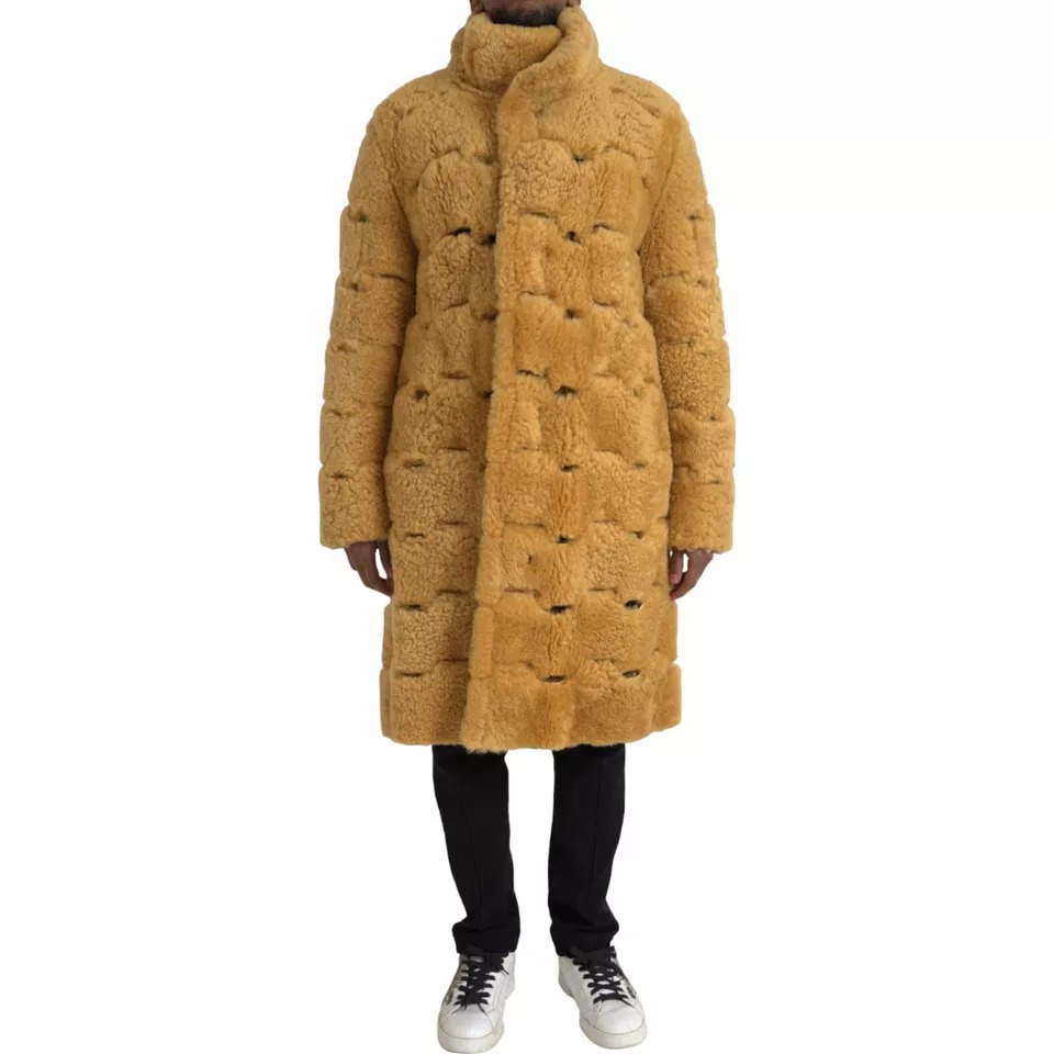 Yellow Wool Long Teddy Coat Jacket hover