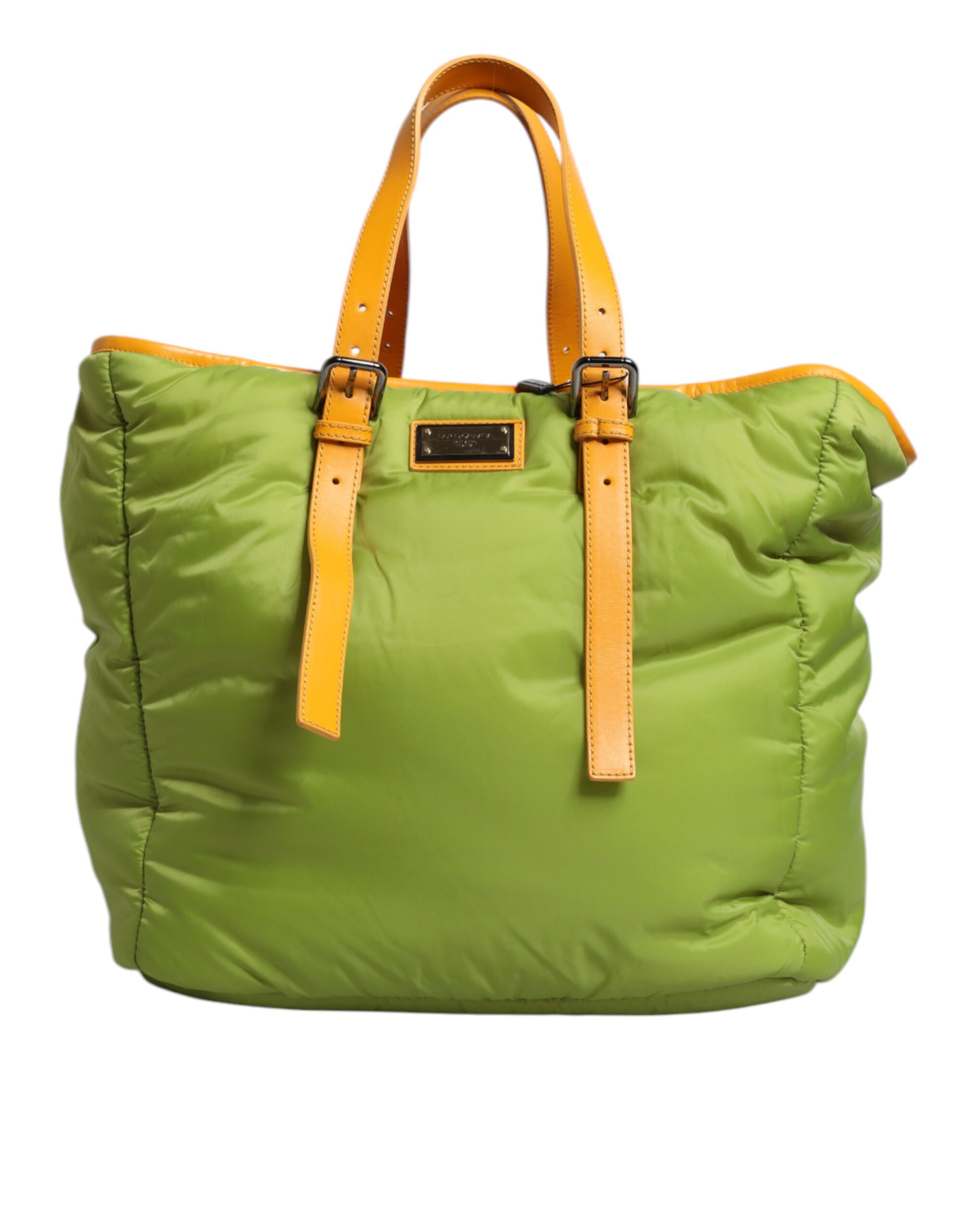 Green Nylon Padded Logo Plaque Tote Crossbody Bag hover