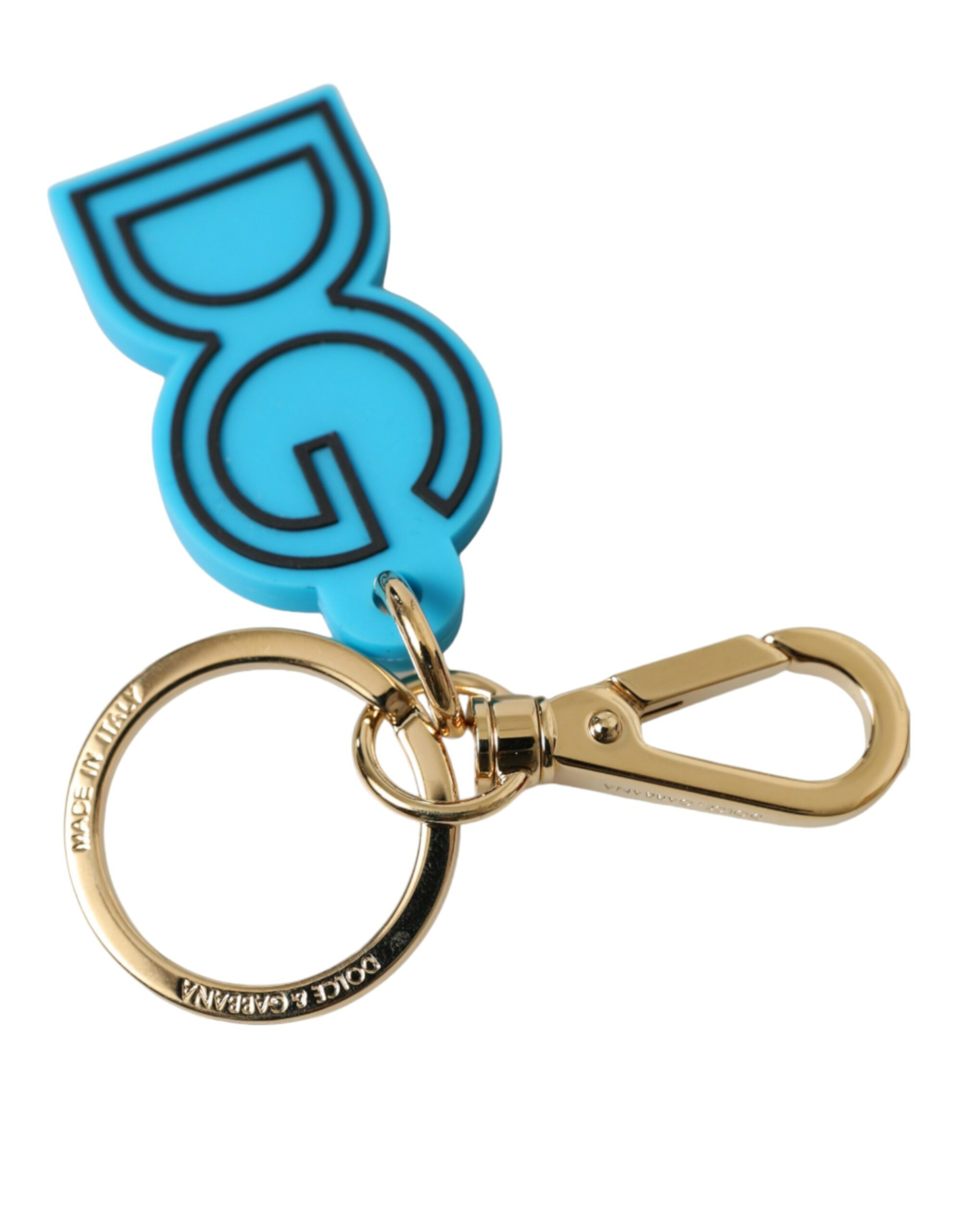 Blue Rubber Gold Tone Metal DG Logo Keyring Keychain hover