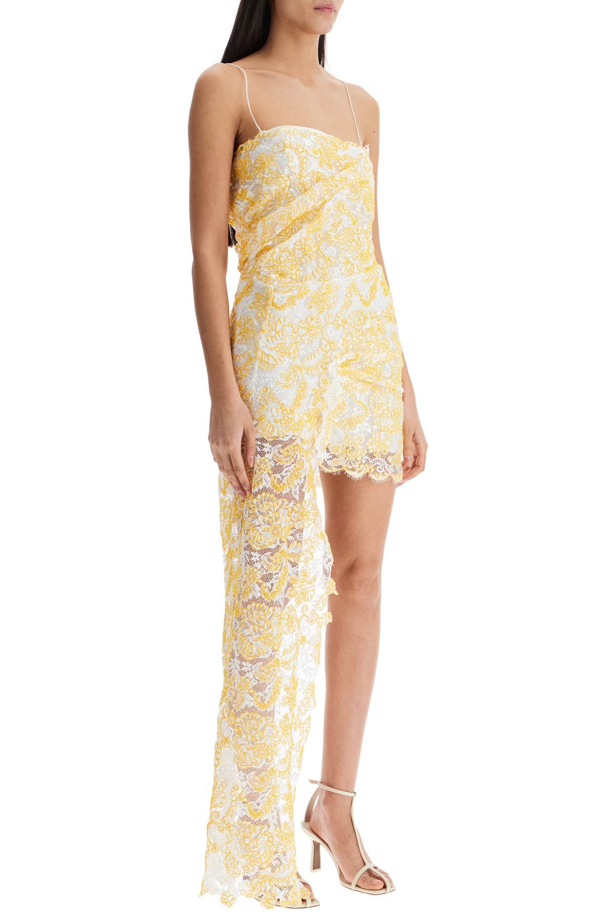 mini dress in yellow floral lace with adjustable straps hover