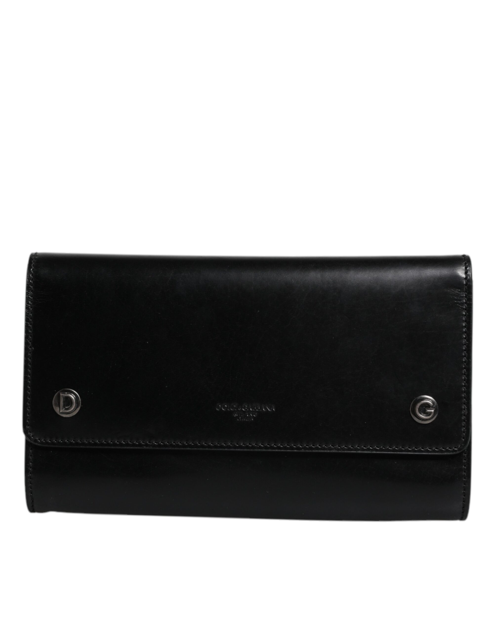 Black Leather Logo Embossed Crossbody Bag hover