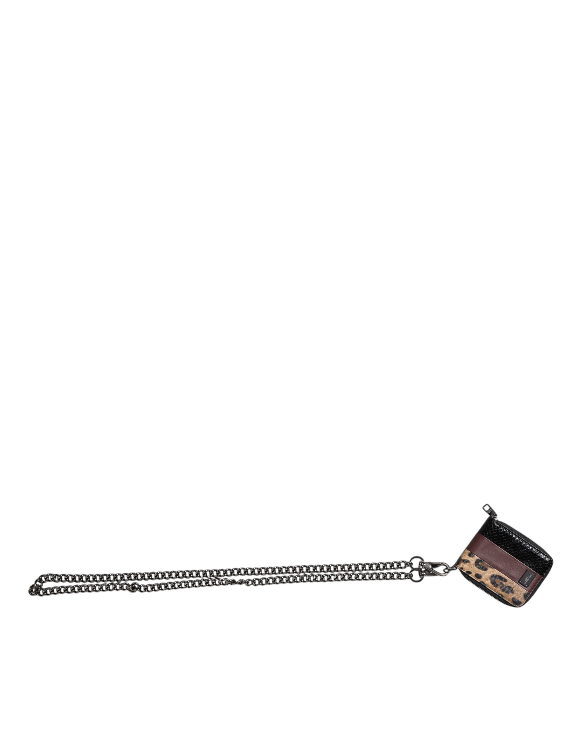 Multicolor Leopard Leather DG Bifold Card Holder Wallet hover