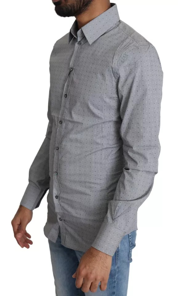 Gray SICILIA Dotted Semi Fitted Formal Shirt hover