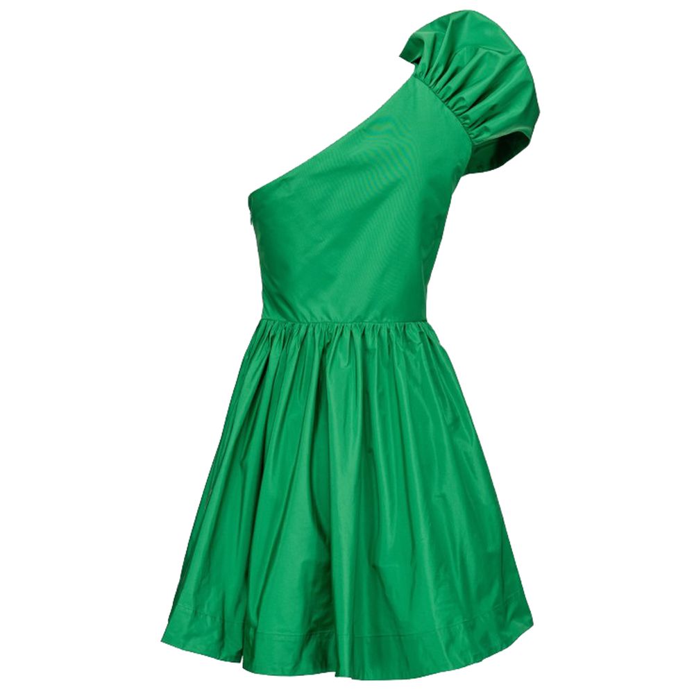 Chic Green Draped Bustier Flared Dress hover