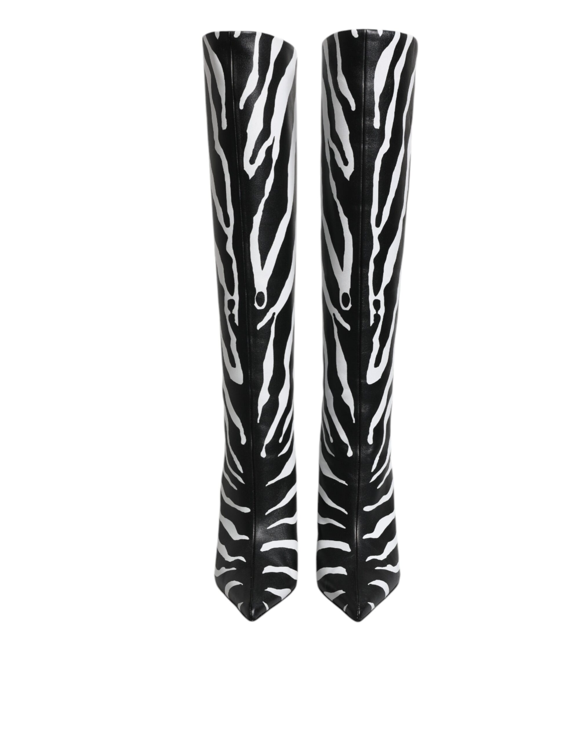 Black White Zebra Heels High Boots Shoes hover