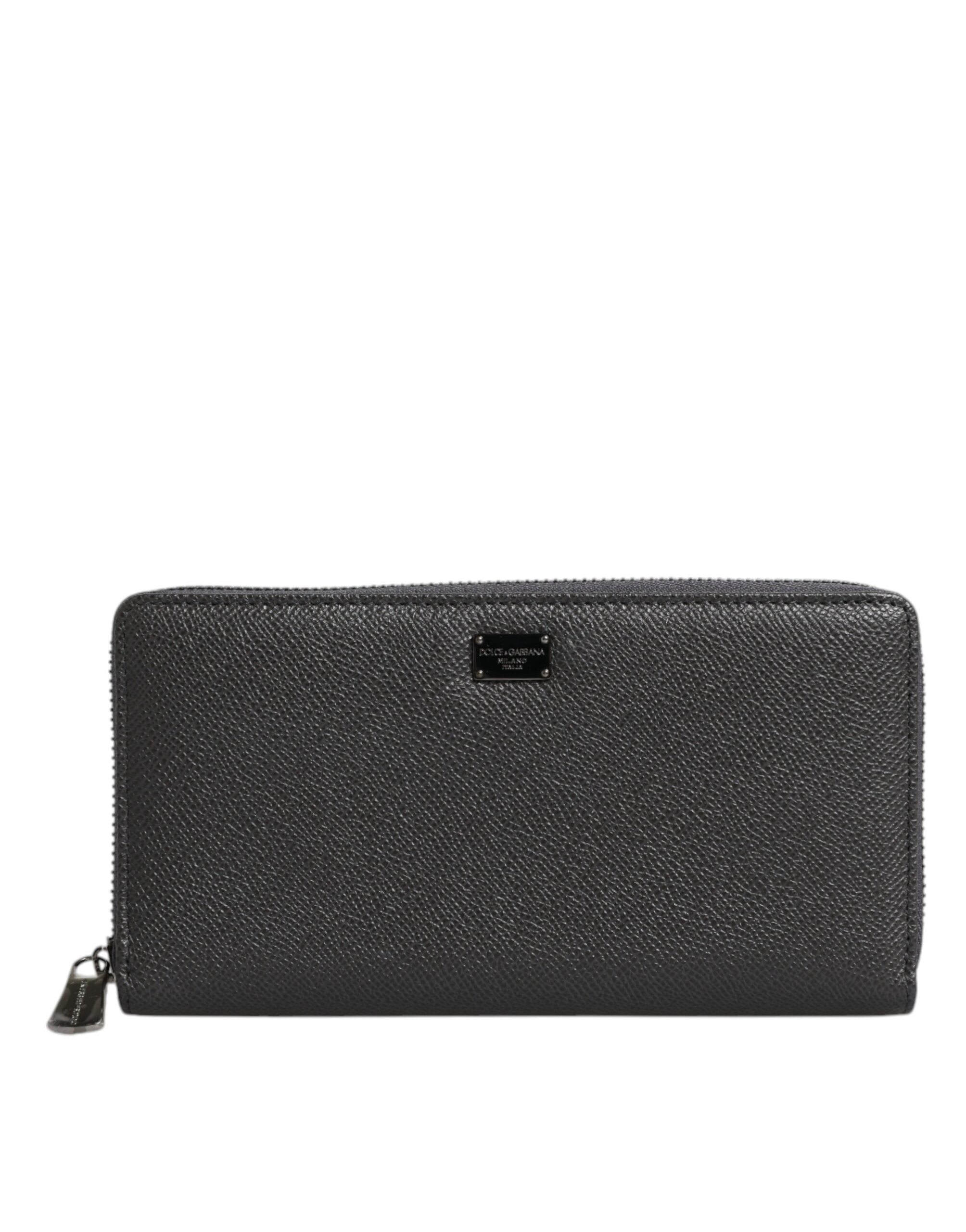 Dark Gray Leather DG Logo Zip Around Continental Wallet hover