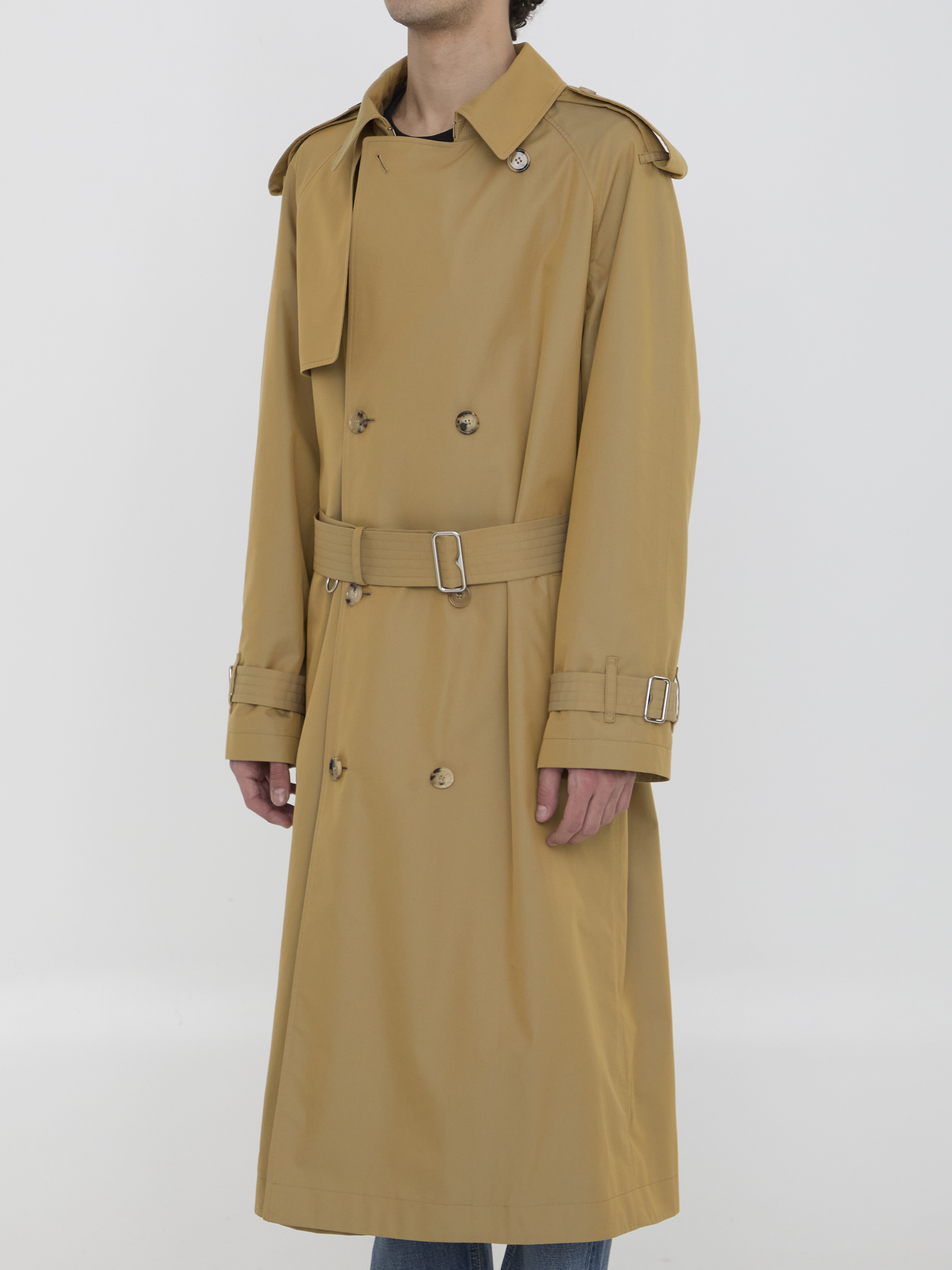 Gabardine long trench coat hover