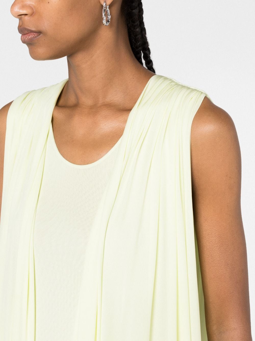 Light Yellow Draped Midi Dress hover
