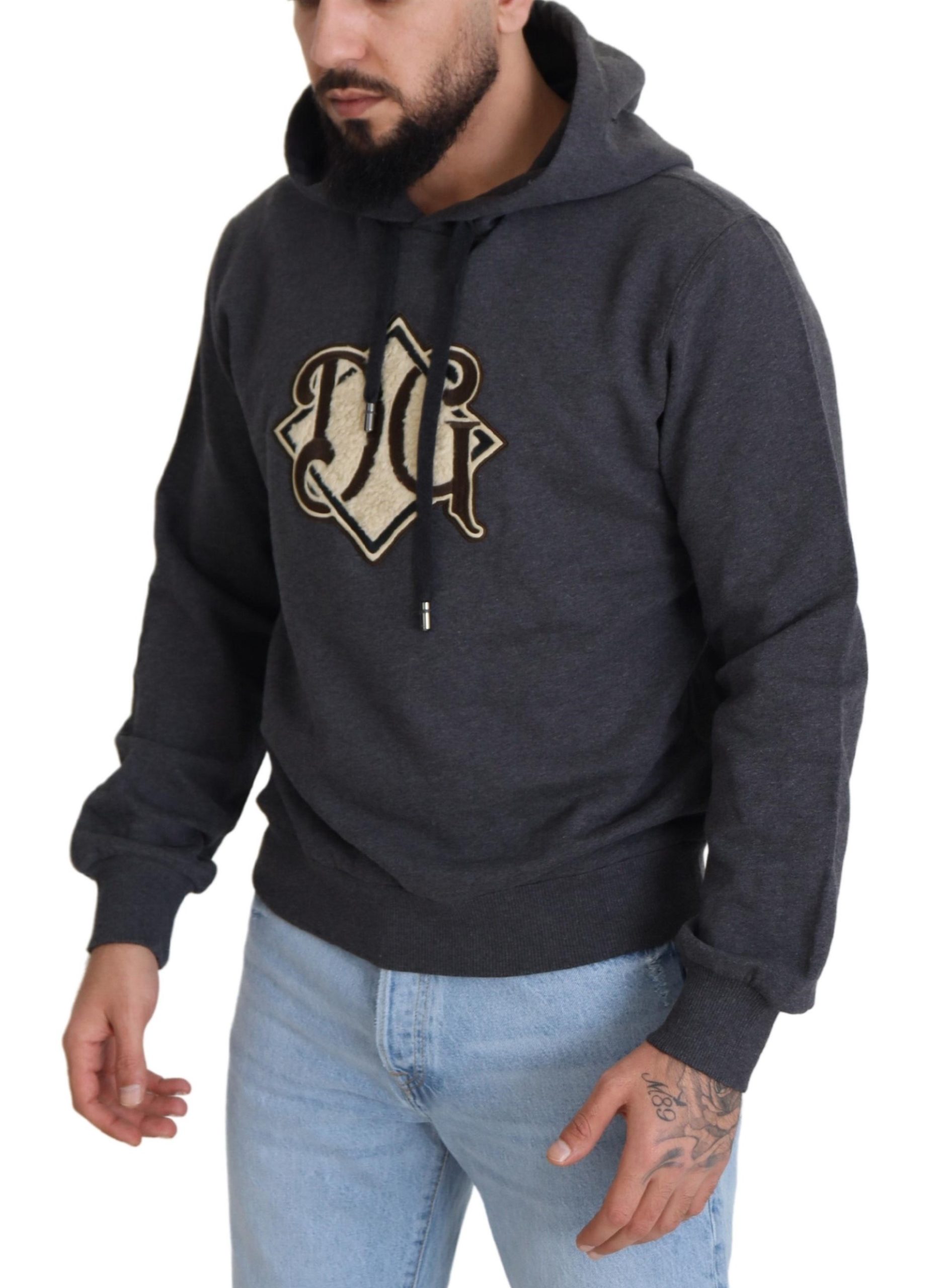 Gray Logo Cotton Hooded Sweatshirt Sweater hover