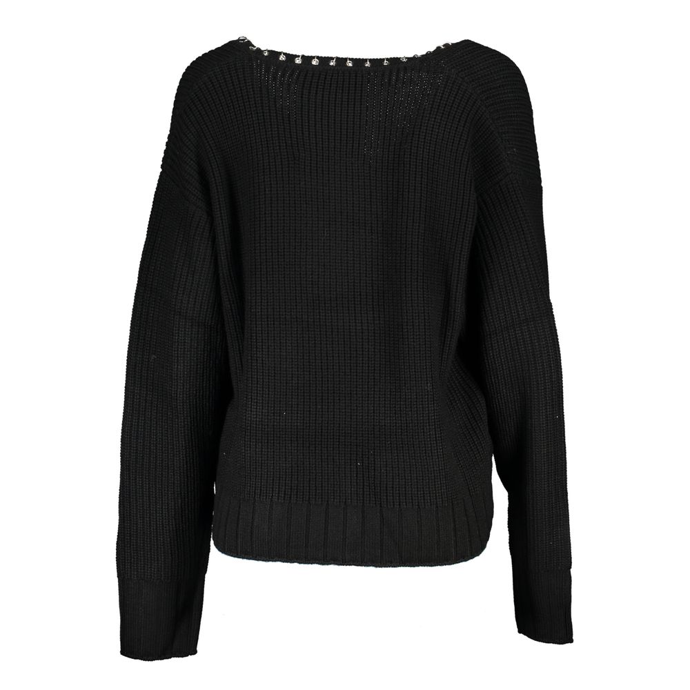 Elegant Long Sleeved V-Neck Sweater with Chic Details hover