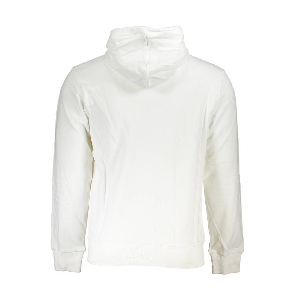 White Cotton Men Sweater with Hood and Zip Pockets hover
