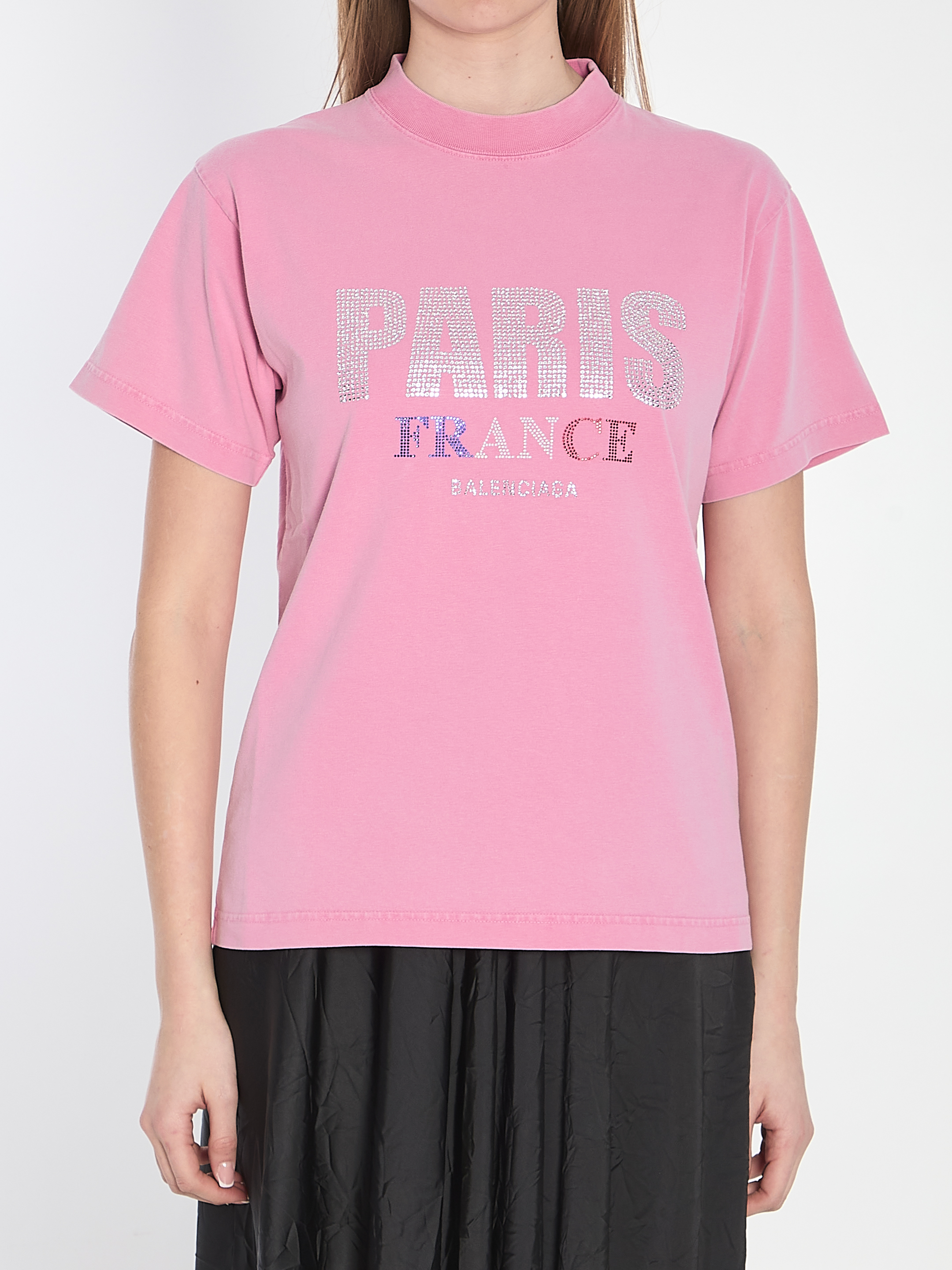 Paris Strass T-shirt In Pink