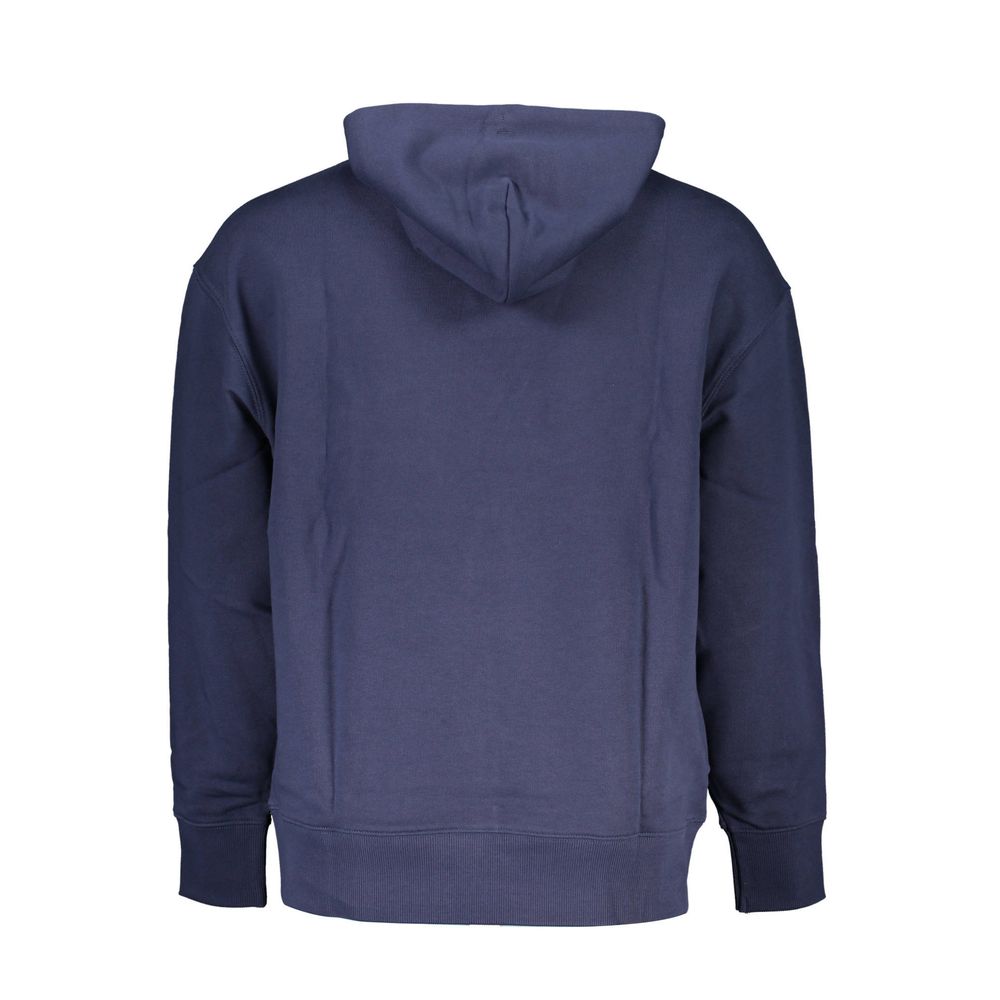 Blue Cotton Men Sweater with Hood hover