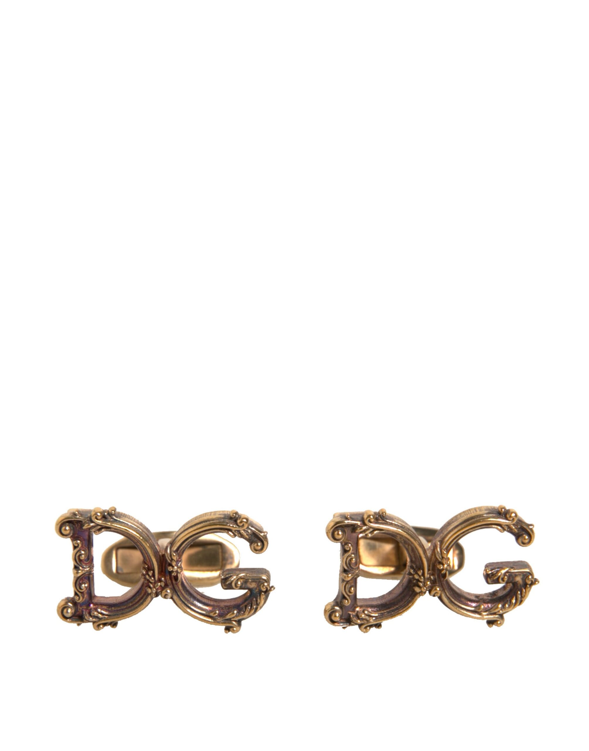 Gold Tone 925 Sterling Silver DG Logo Cufflink hover