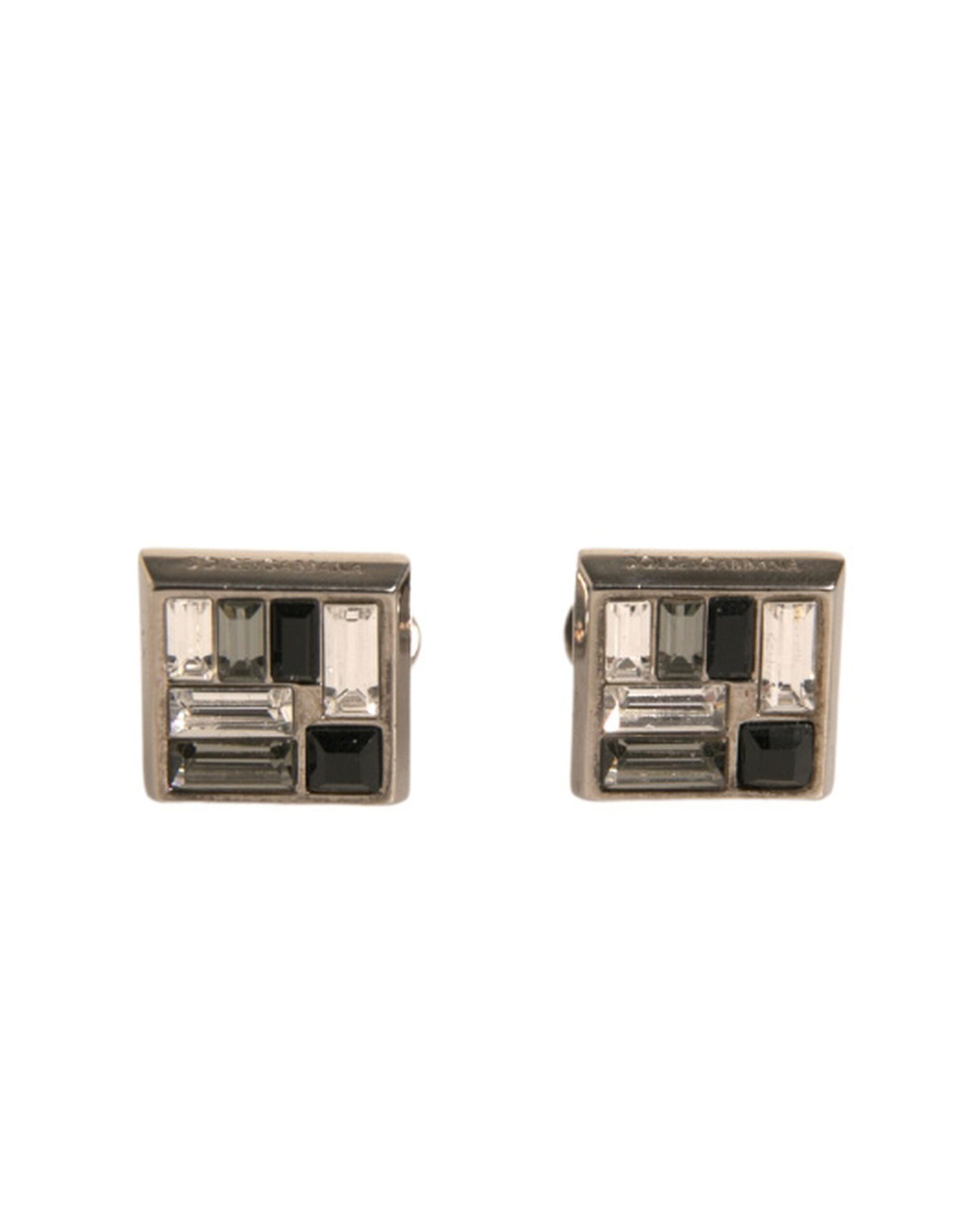 Silver Plated Brass Pin Crystal Cufflinks hover