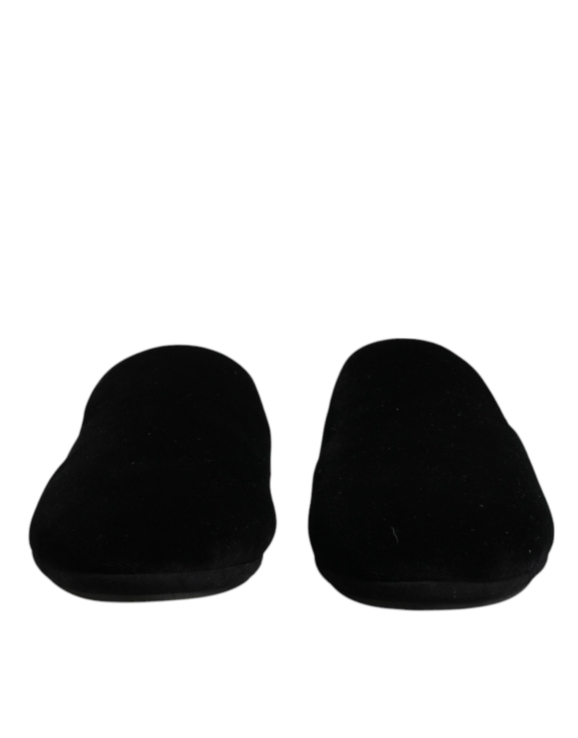 Black Viscose Velvet Slides Flat Slipper Shoes hover