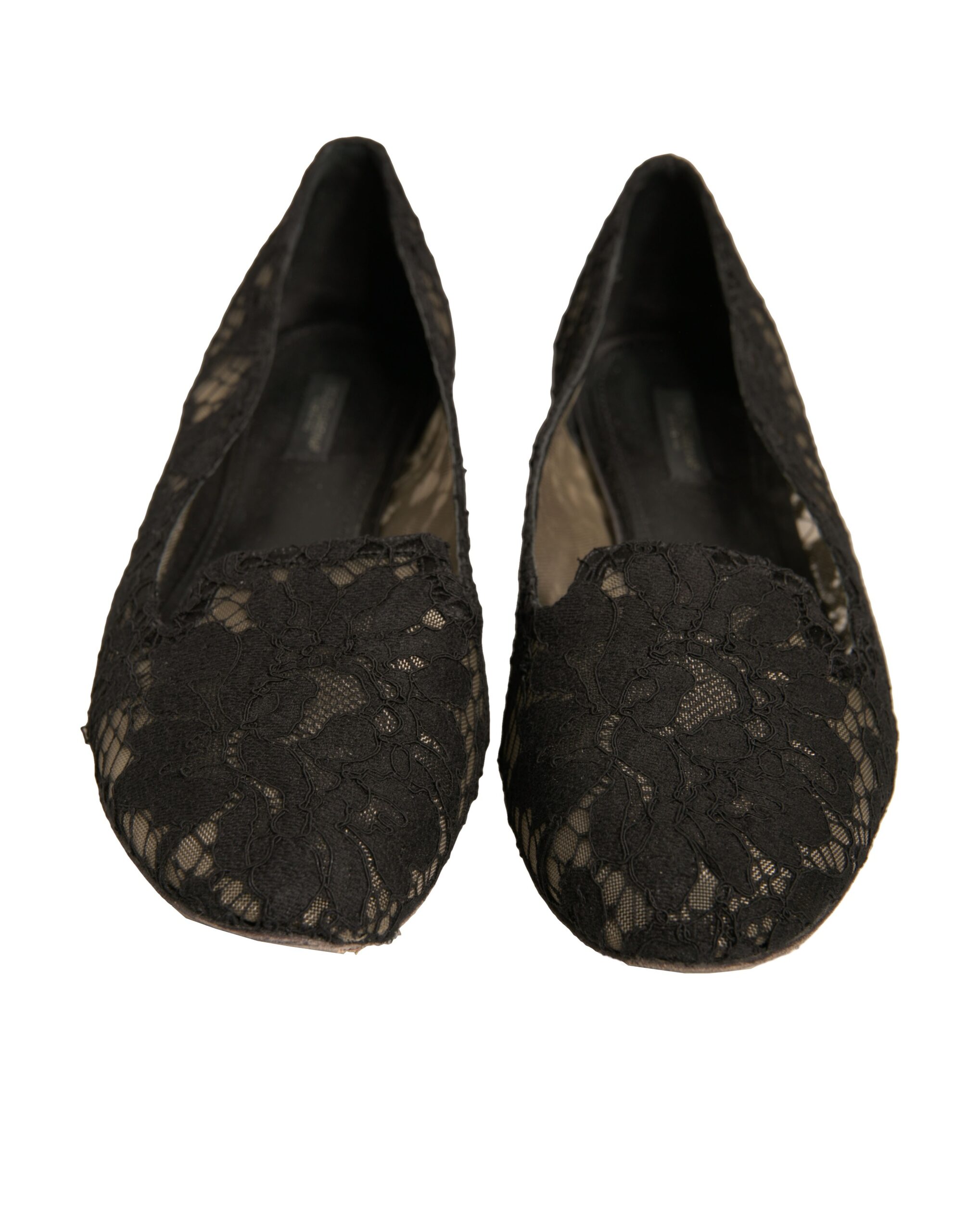 Black Taormina Lace Slip On Flats Shoes hover