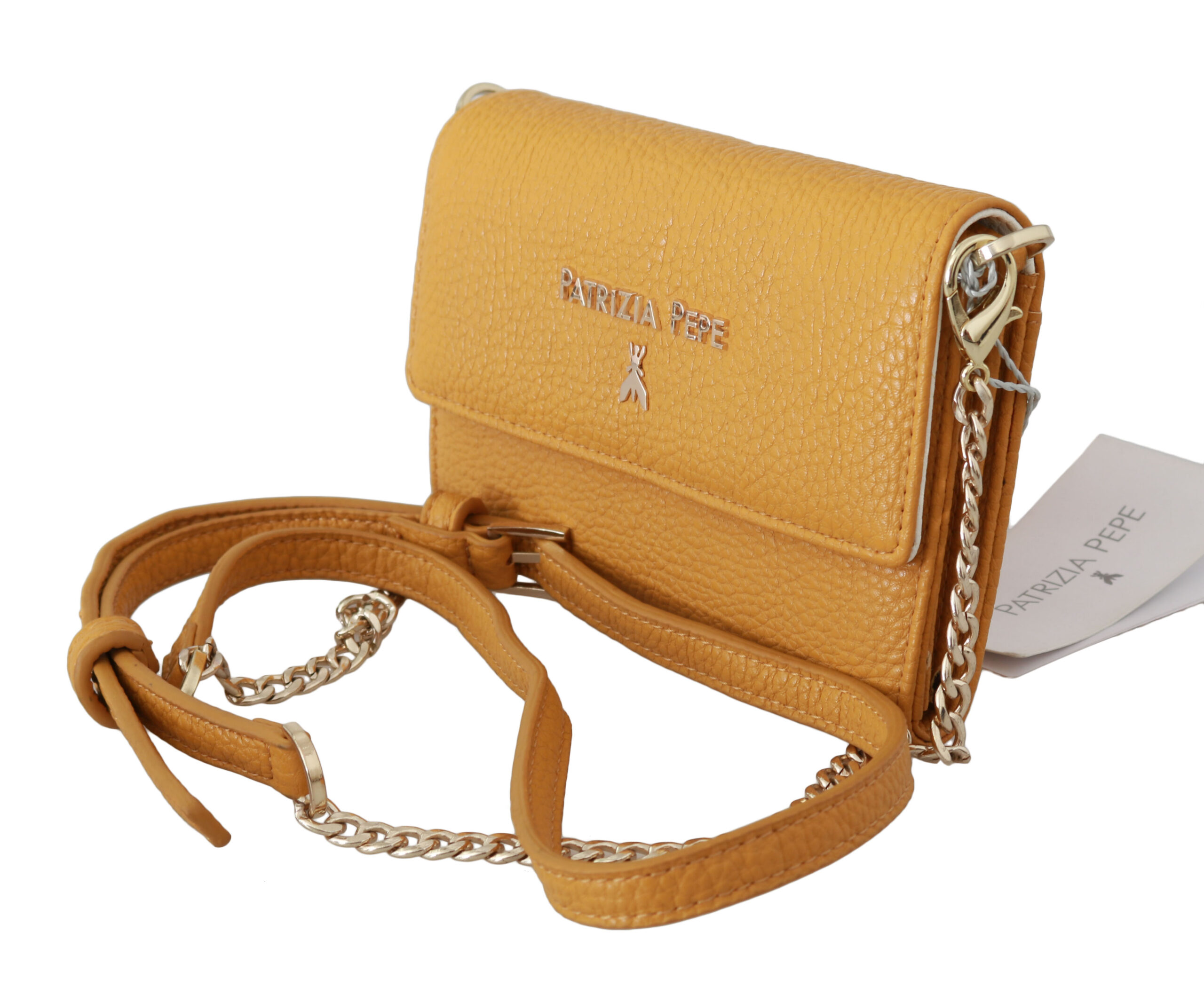 Yellow Logo Leather Shoulder Strap Sling Bag hover