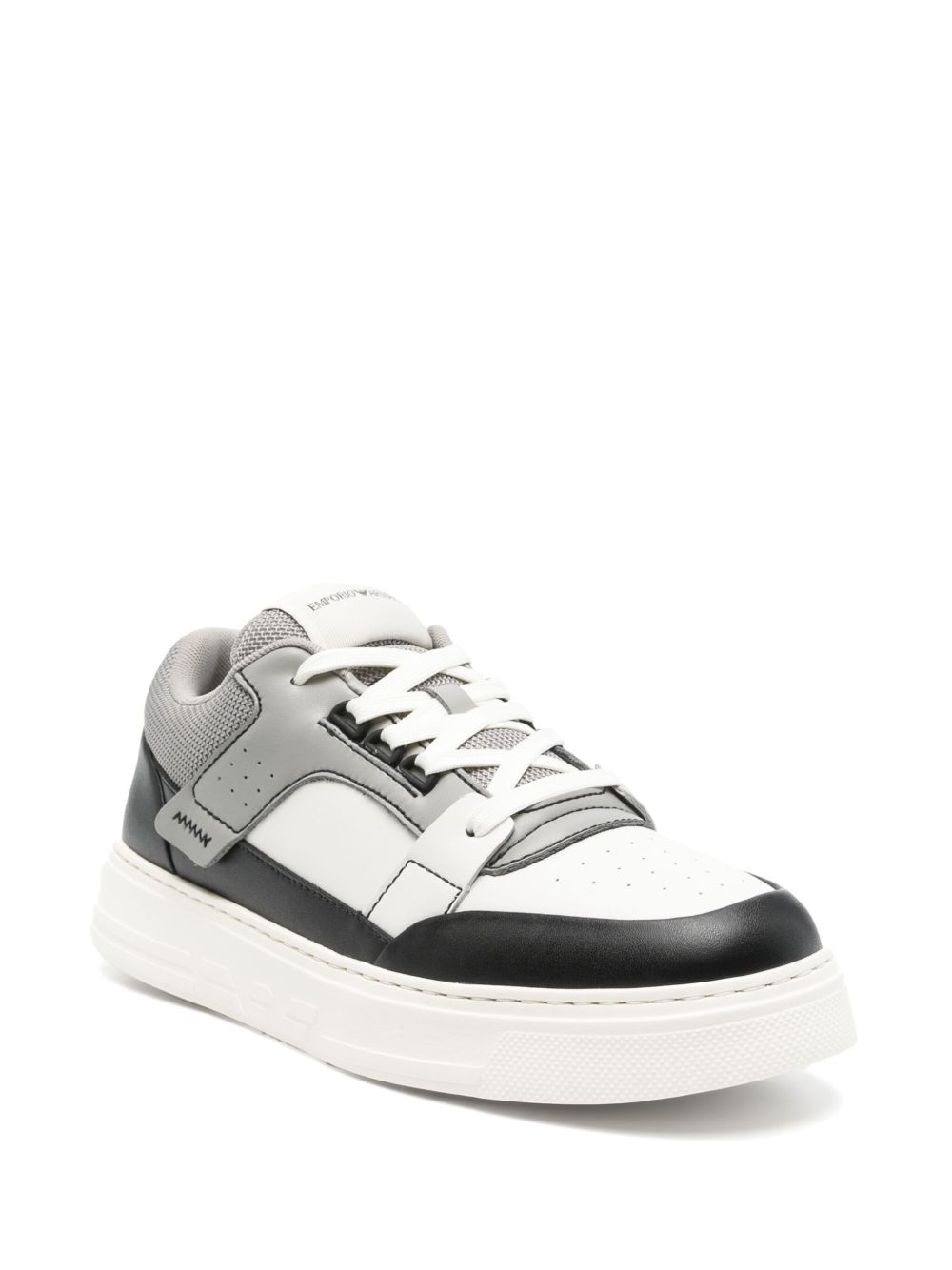Grey Leather Sneakers In White hover