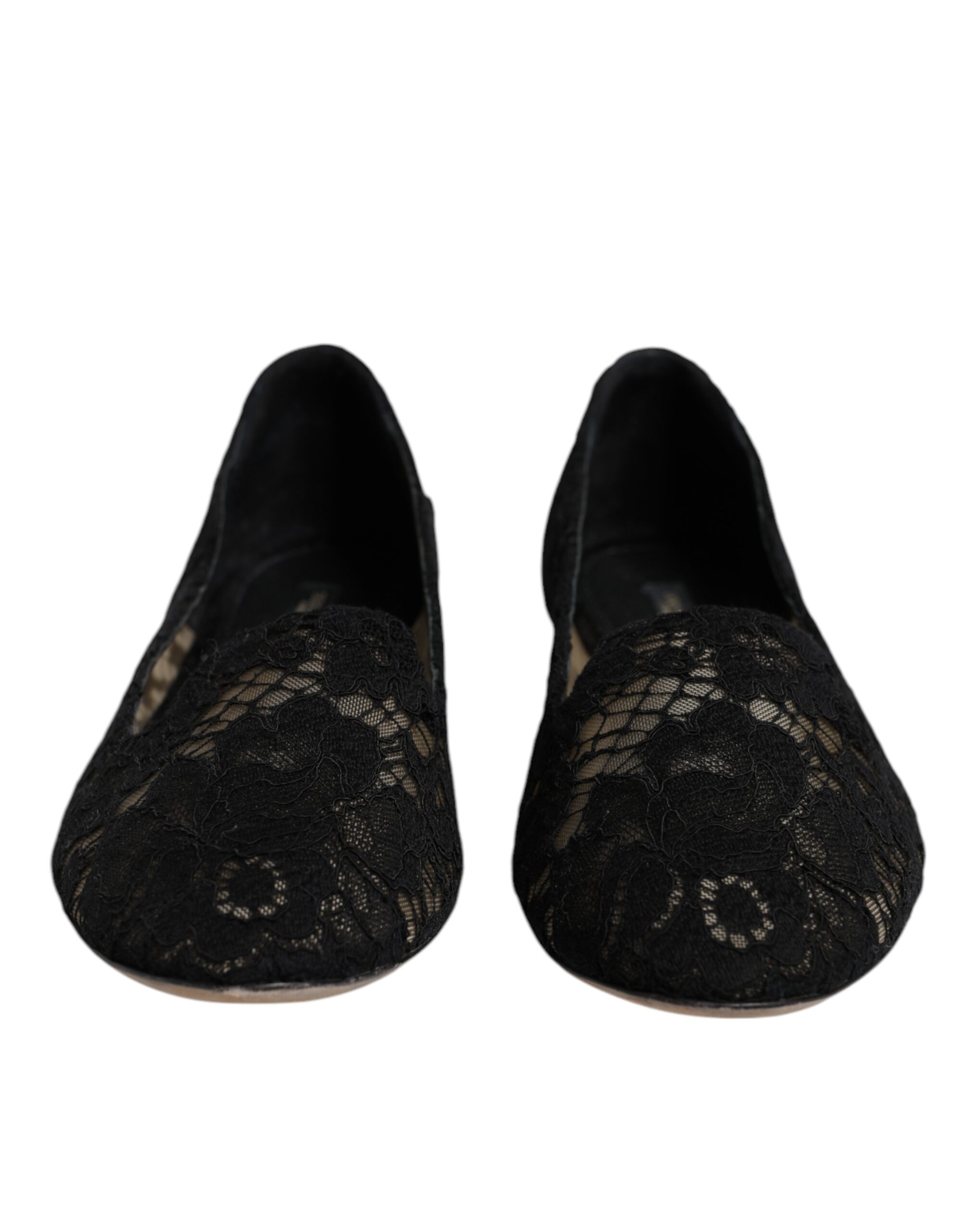 Black Taormina Lace Slip On Flats Shoes hover