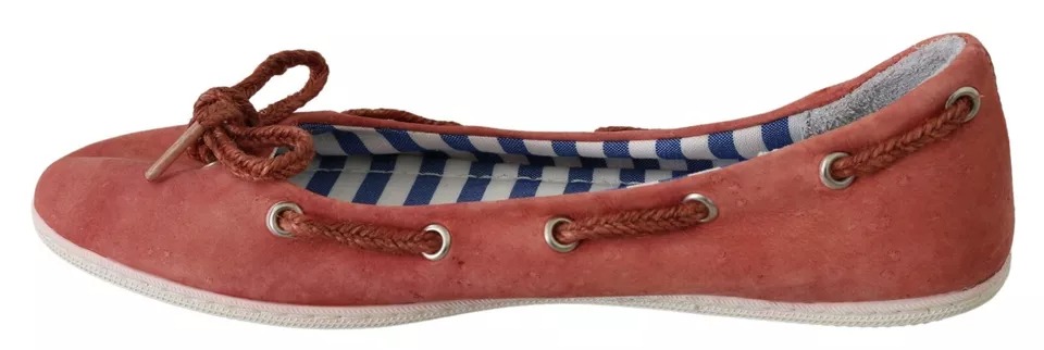 Scarlet Red Blue Stripe Flat Slip-On Shoes hover