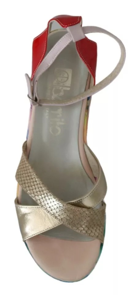 Multicolor Leather Ankle Strap Wedge Heel Sandals Shoes hover