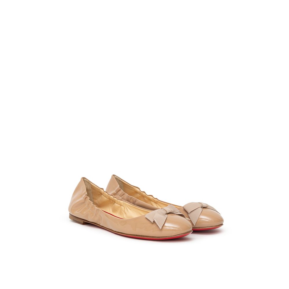 Beige Patent Leather Flat Shoe hover