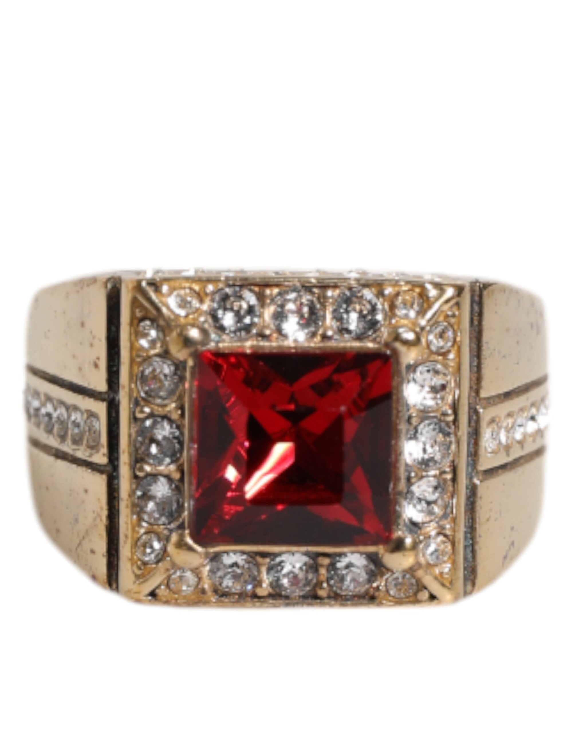 Gold Tone Sterling Silver 925 Crystals Ring hover