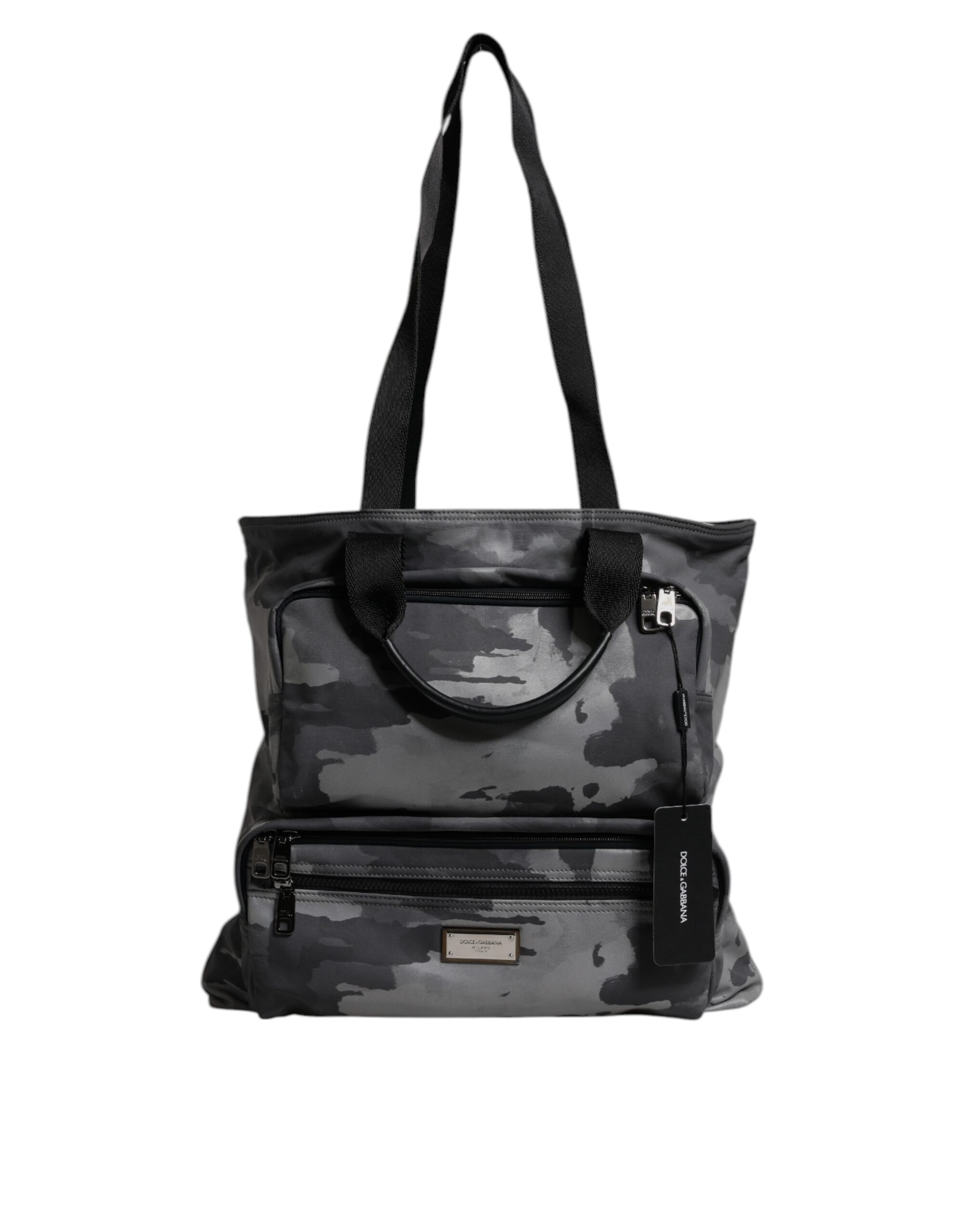 Black Camouflage Shoulder Strap Logo Plaque Bag